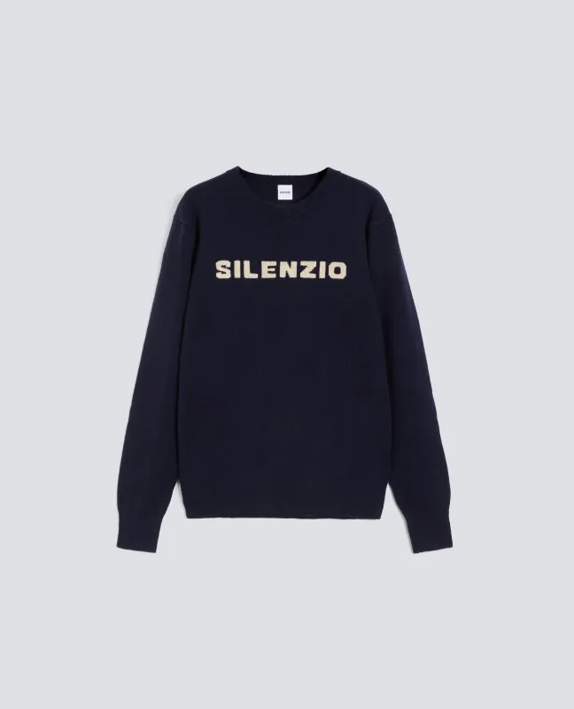 MAGLIA "SILENZIO" GIROCOLLO IN MISTO LANA, YAK E CASHMERE - NAVY sold by Aspesi