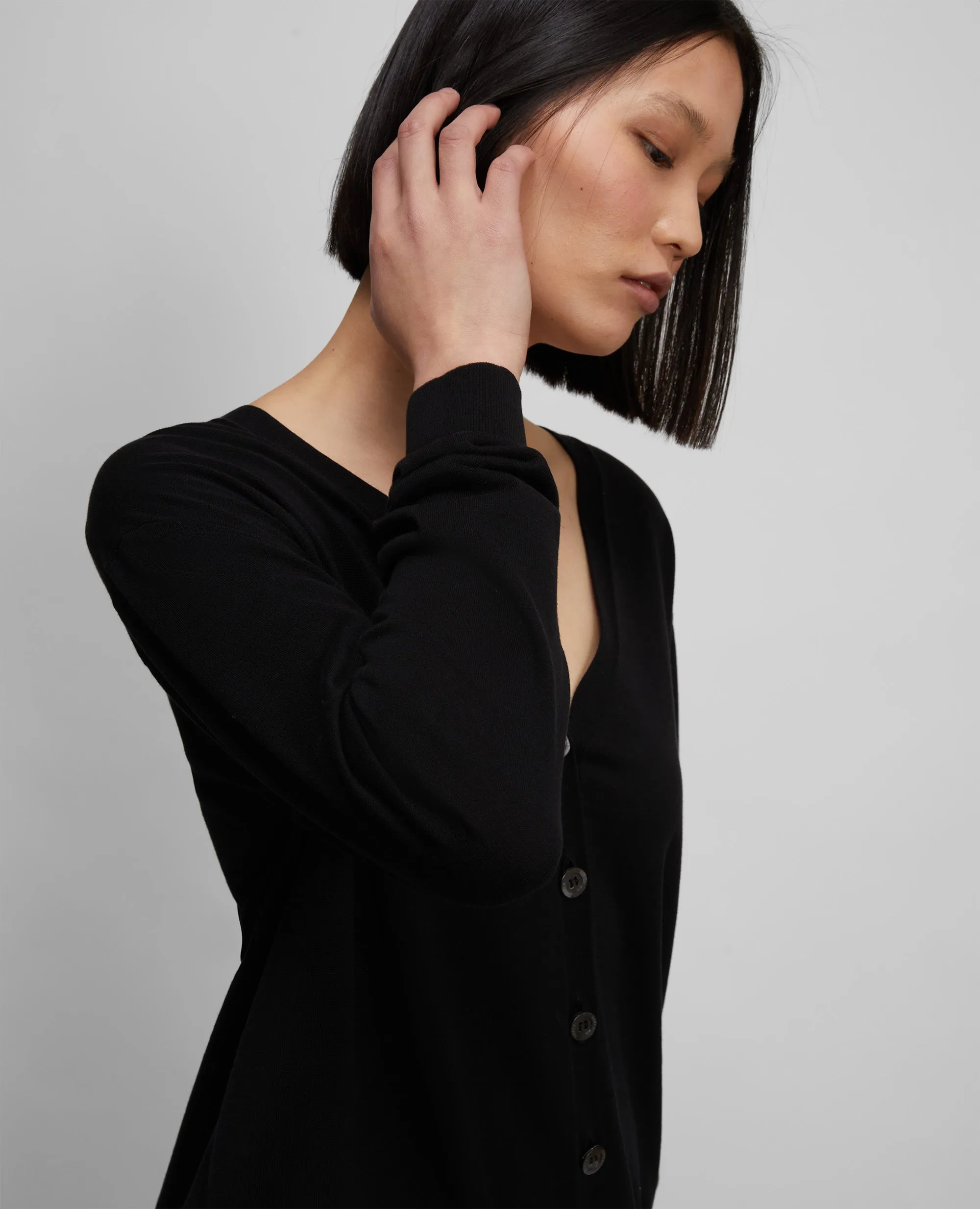 CARDIGAN IN MAGLIA DI MISTO COTONE, SETA E LINO - NERO sold by Aspesi product image thumbnail 4