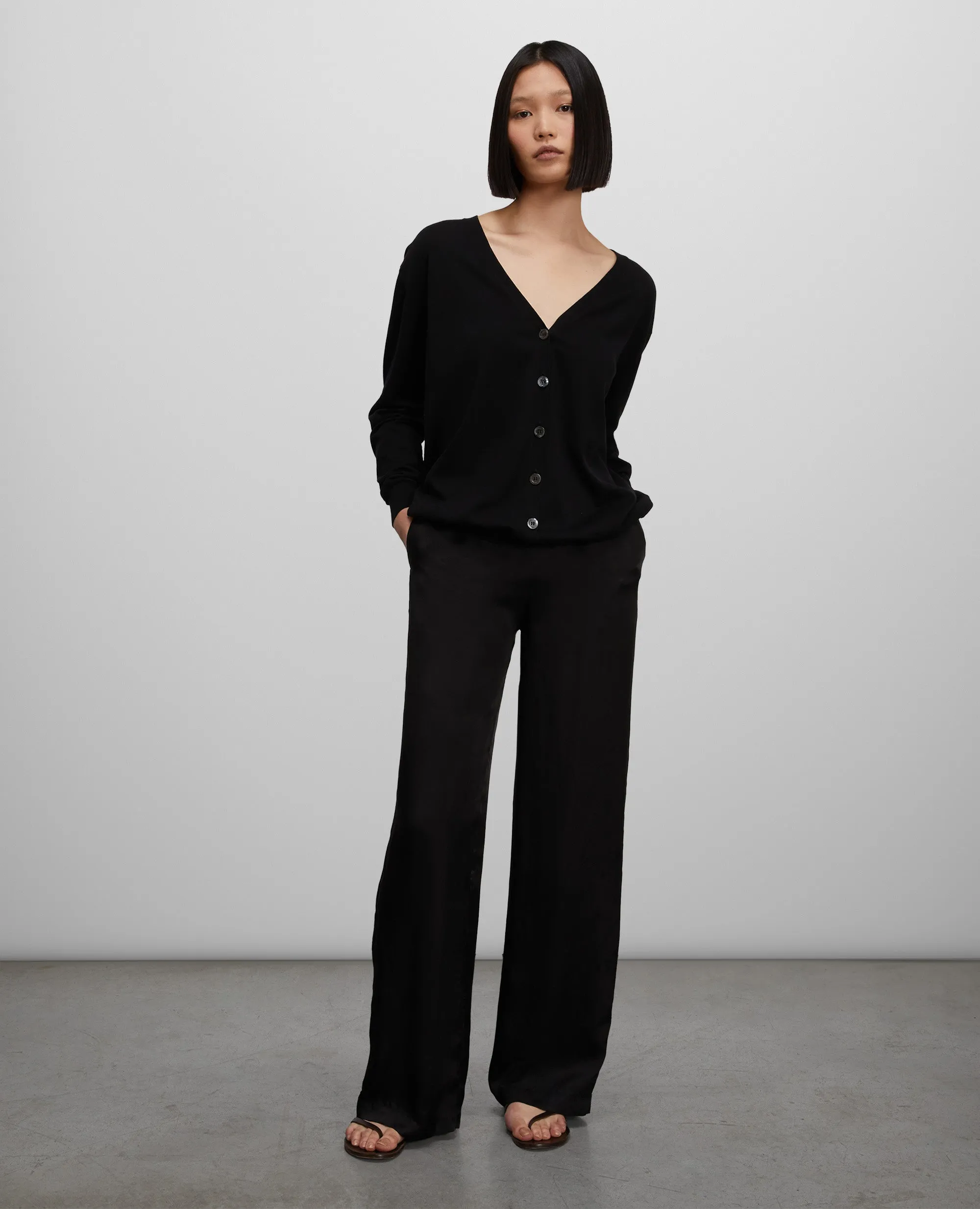 CARDIGAN IN MAGLIA DI MISTO COTONE, SETA E LINO - NERO sold by Aspesi product image thumbnail 2