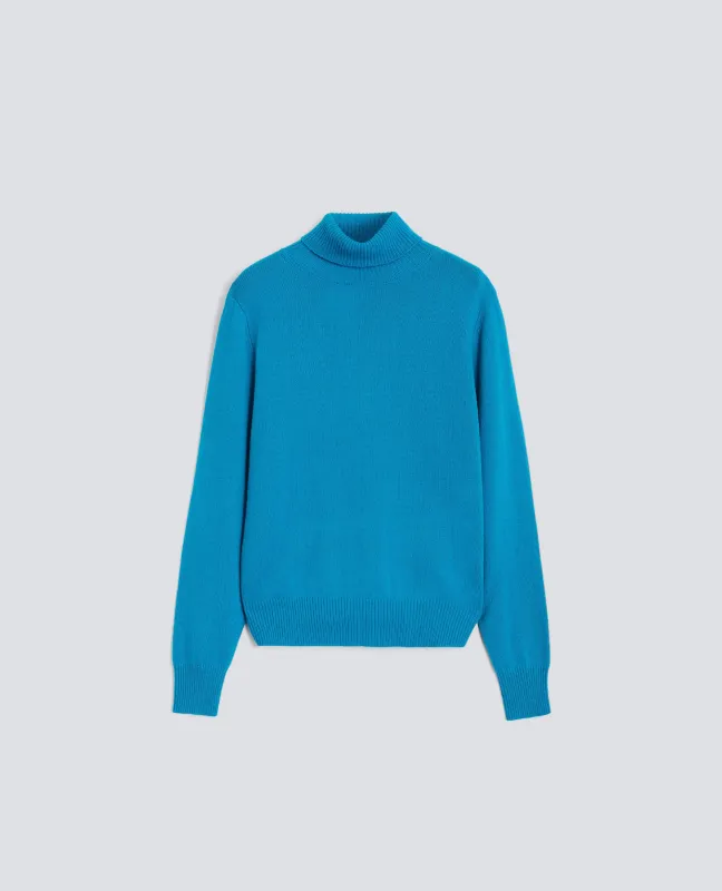 MAGLIA DOLCEVITA IN MISTO LANA, YAK E CASHMERE - AZZURRO sold by Aspesi