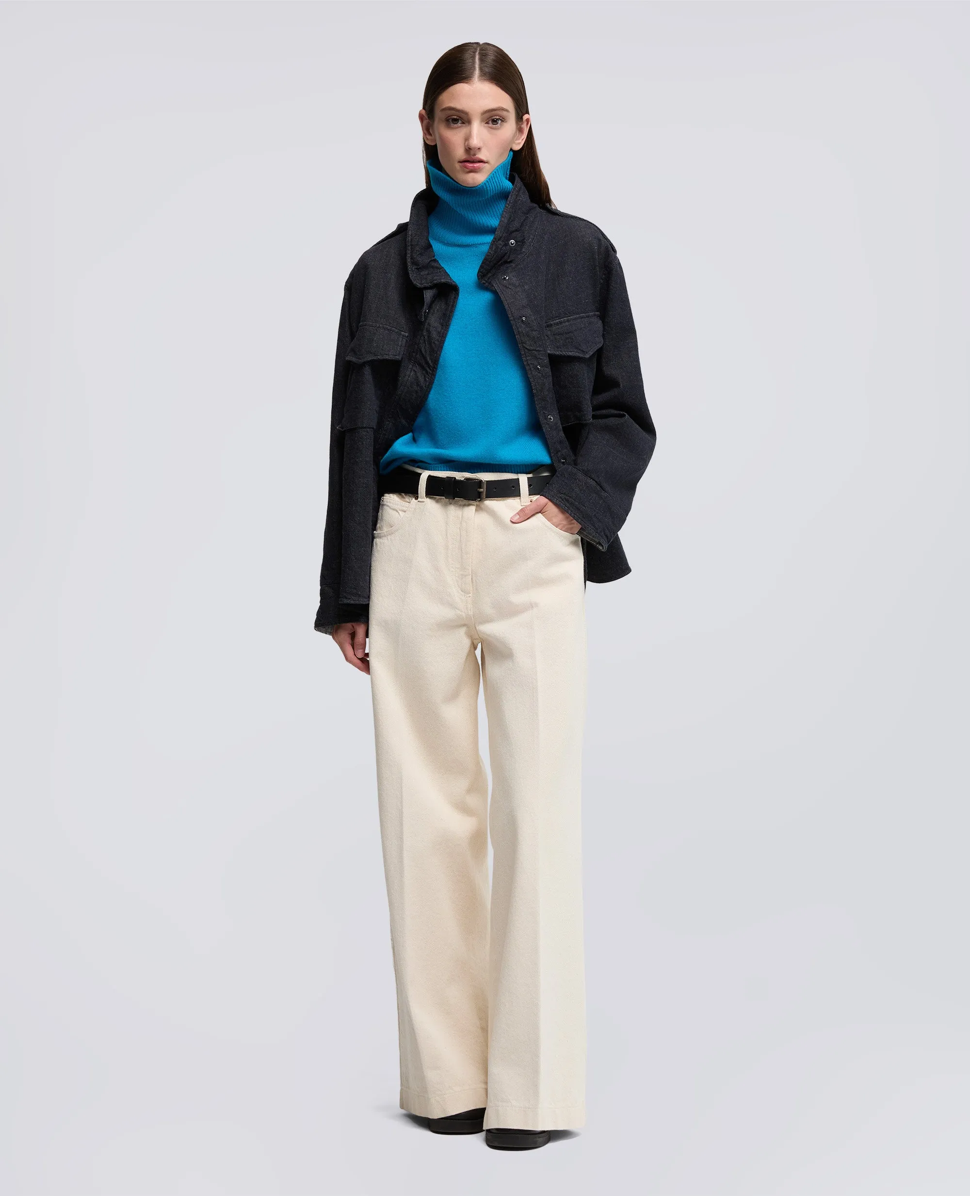 MAGLIA DOLCEVITA IN MISTO LANA, YAK E CASHMERE - AZZURRO sold by Aspesi product image thumbnail 2