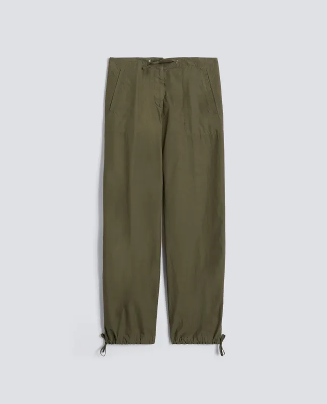 PANTALONE IN POPELINE COTONE TINTO CAPO - MILITARE made by Aspesi