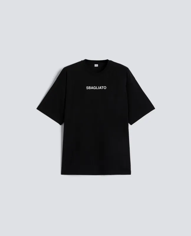T-SHIRT IN JERSEY DI COTONE CON STAMPA "SBAGLIATO" - NERO made by Aspesi