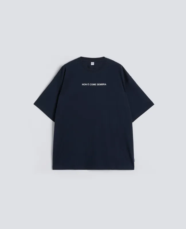 T-SHIRT IN JERSEY DI COTONE CON STAMPA "NON E COME SEMBRA" - NAVY made by Aspesi