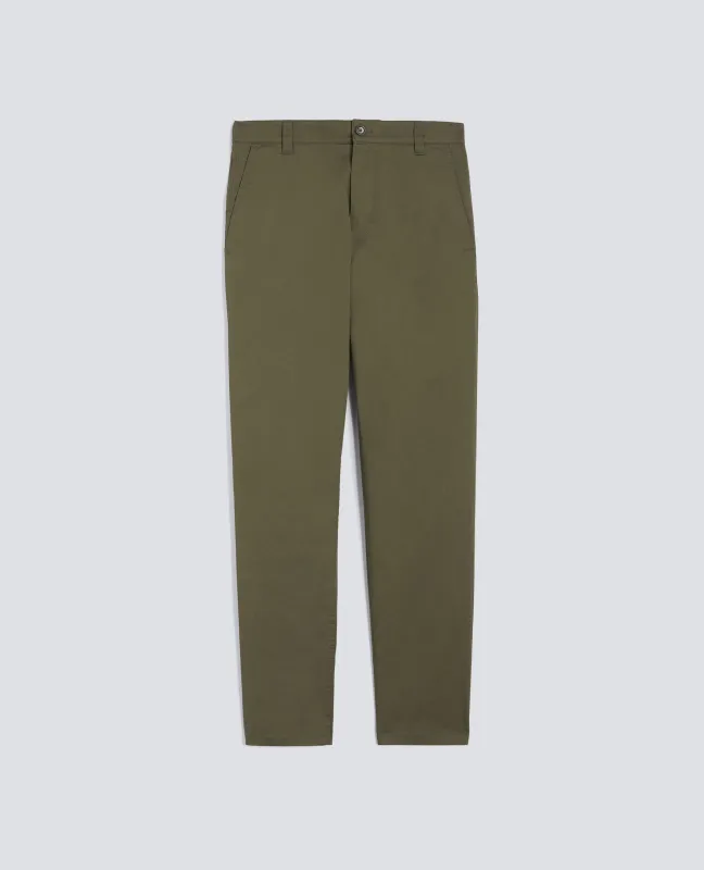 PANTALONE CHINO IN GABARDINA DI COTONE E LINO - MILITARE made by Aspesi