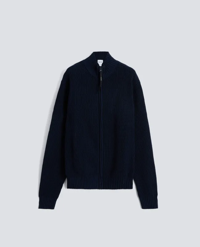 MAGLIA CON ZIP IN FILATO DI COTONE - NAVY made by Aspesi