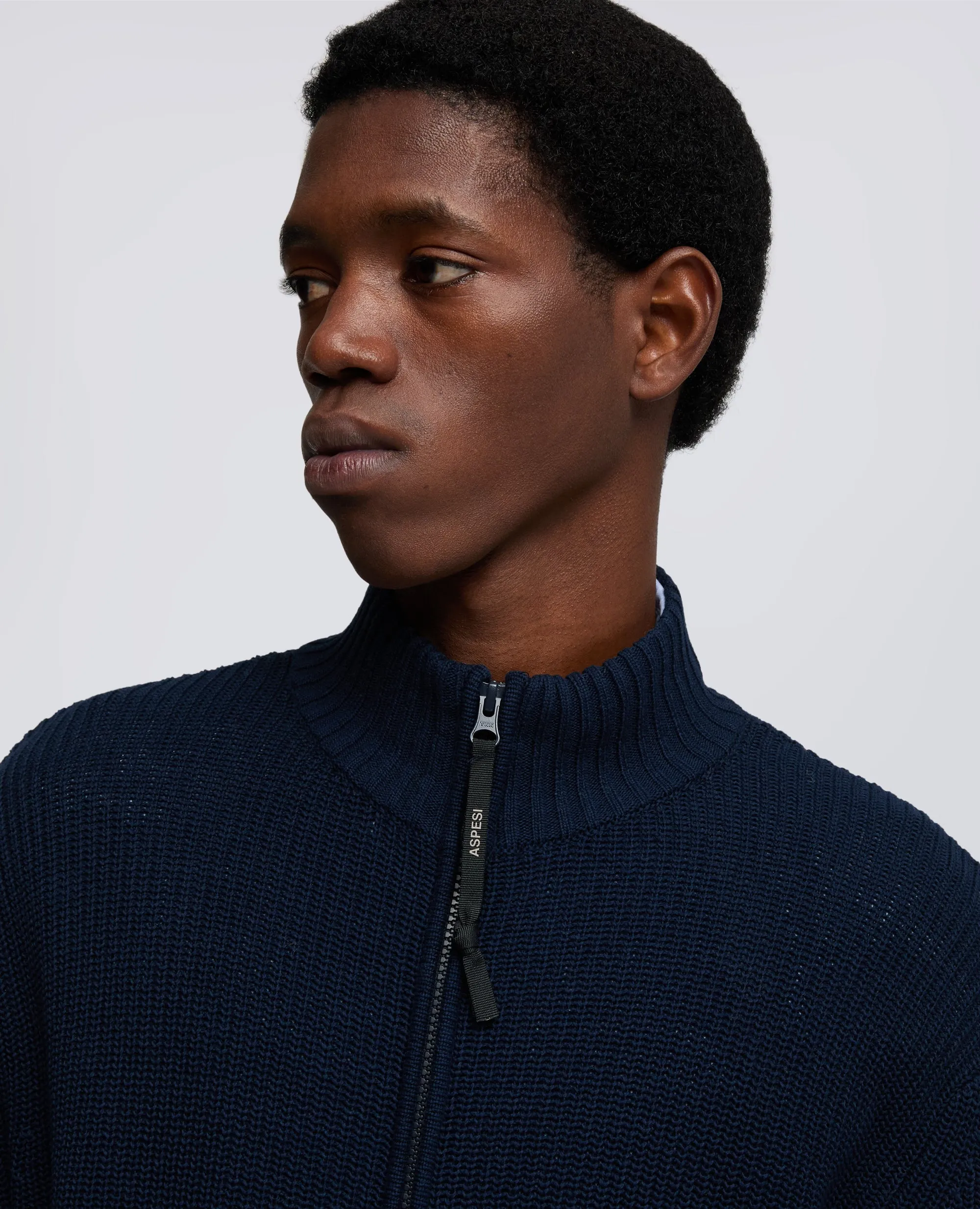 MAGLIA CON ZIP IN FILATO DI COTONE - NAVY sold by Aspesi product image thumbnail 3