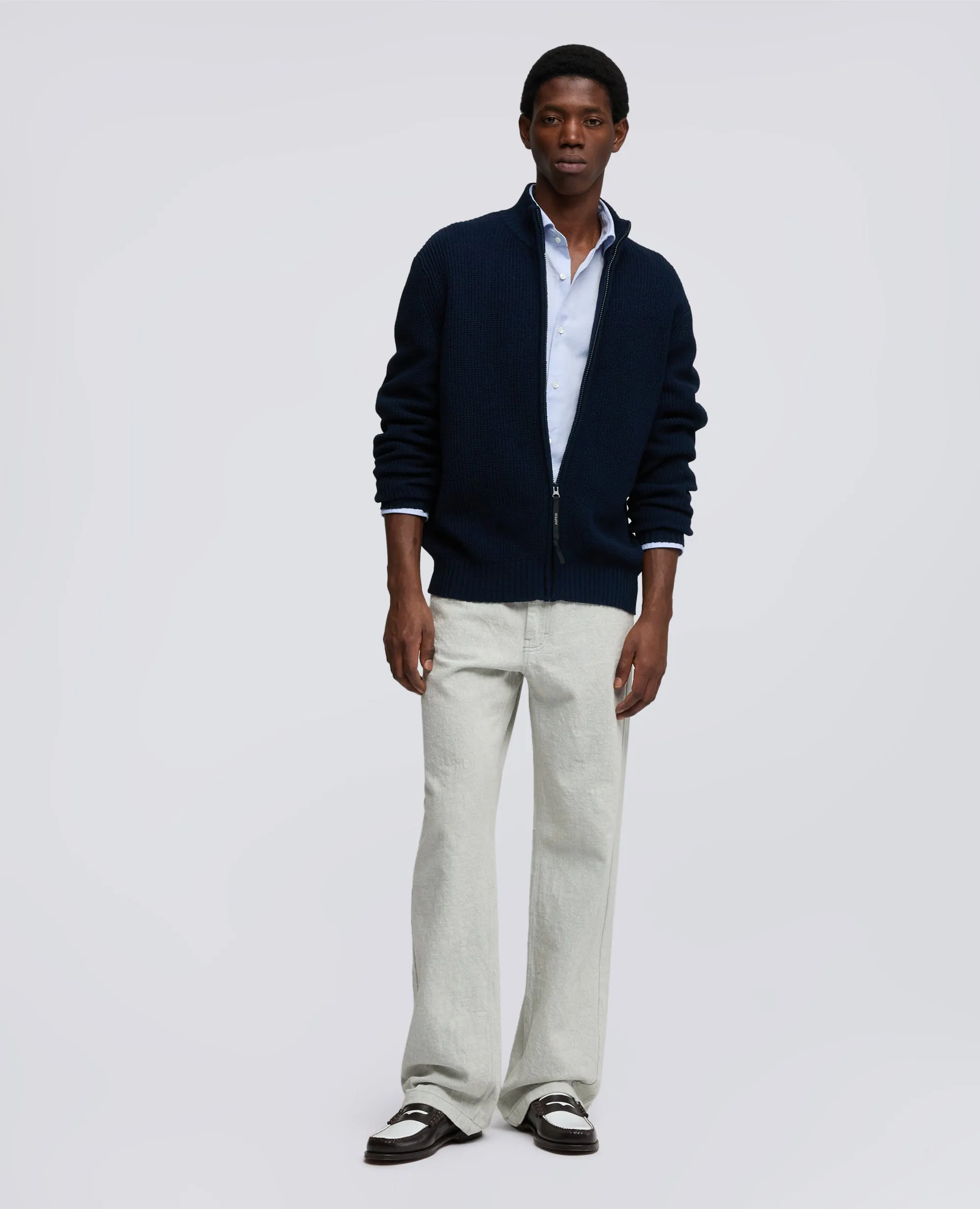 MAGLIA CON ZIP IN FILATO DI COTONE - NAVY sold by Aspesi product image thumbnail 2