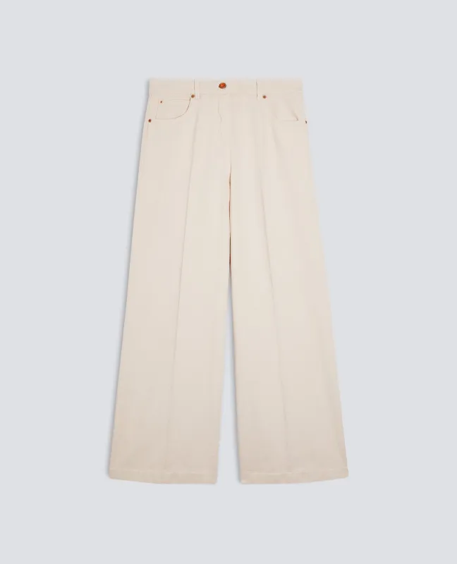 PANTALONE WIDE LEG IN DENIM - BURRO sold by Aspesi