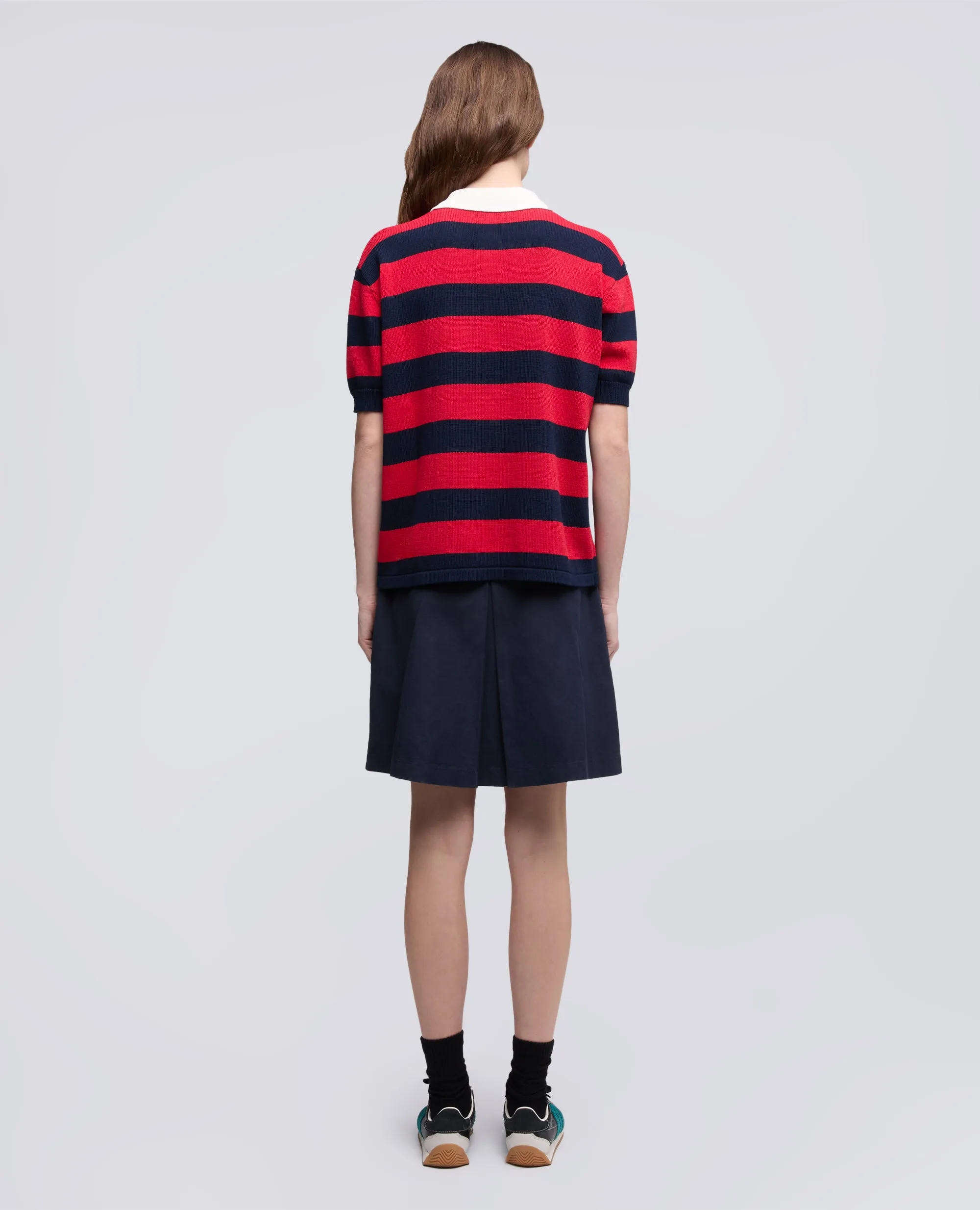 POLO IN COTONE A MANICHE CORTE - ROSSO/BLU sold by Aspesi product image thumbnail 3