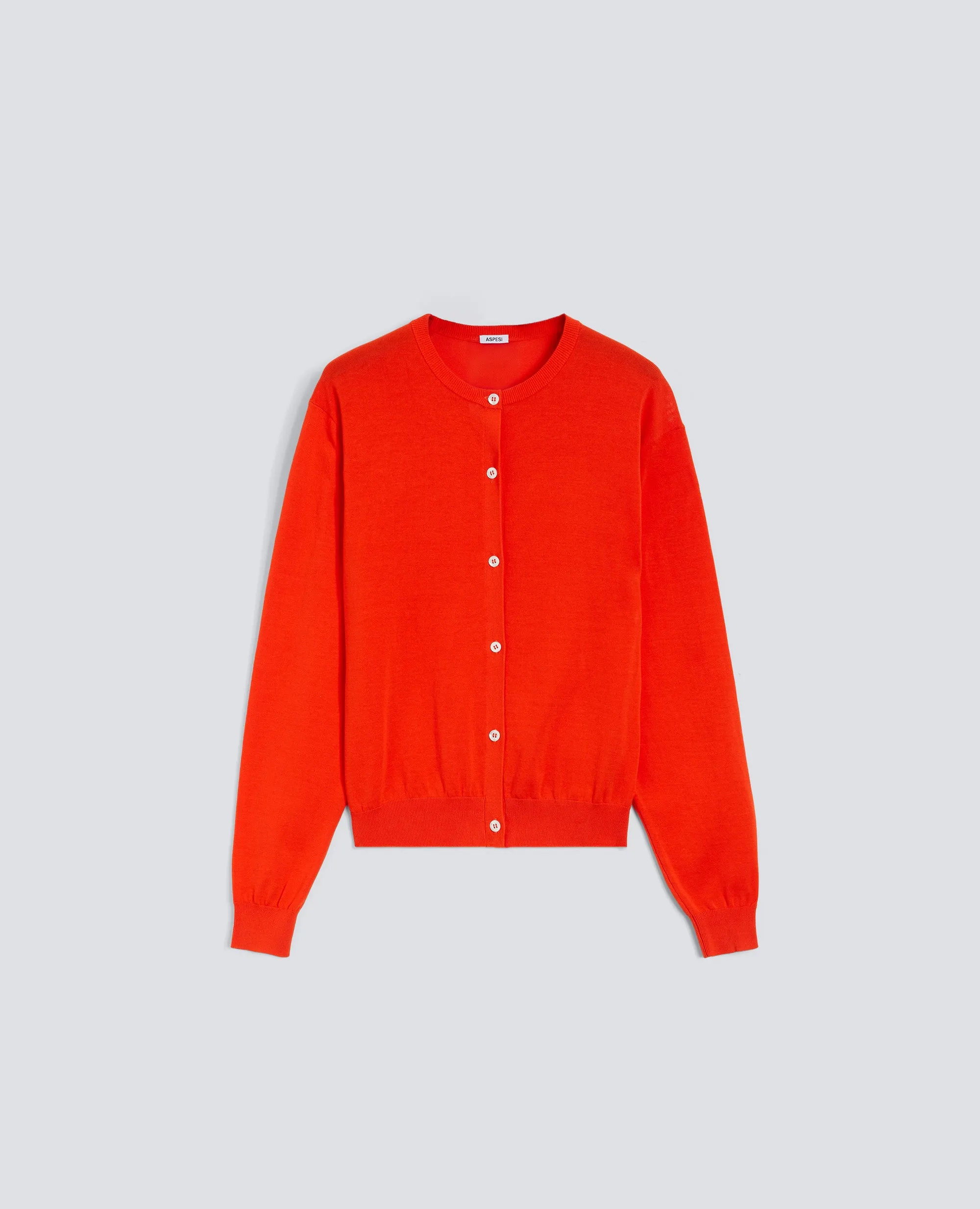 CARDIGAN GIROCOLLO IN COTONE - CORALLO sold by Aspesi