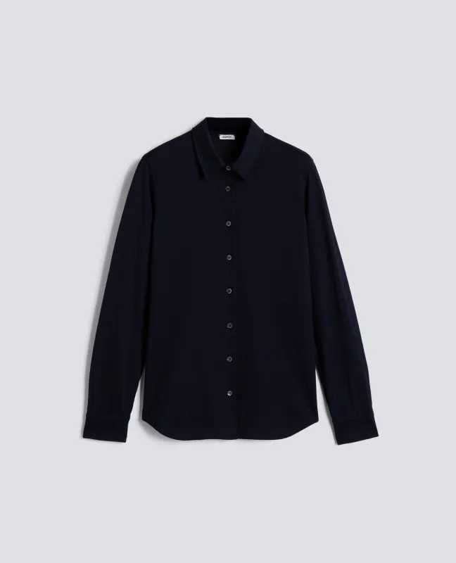 CAMICIA IN JERSEY DI COTONE - BLU sold by Aspesi