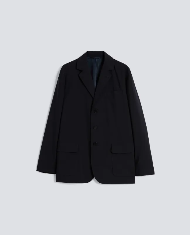 BLAZER IN LANA-POLIESTERE COMFORT - BLU/BLACK sold by Aspesi