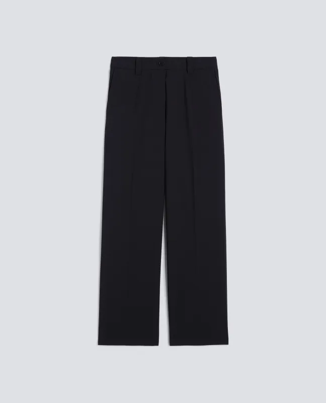 PANTALONE IN TELA TECNICA IN LANA E MICROFIBRA DI POLIESTERE - BLUBLACK sold by Aspesi