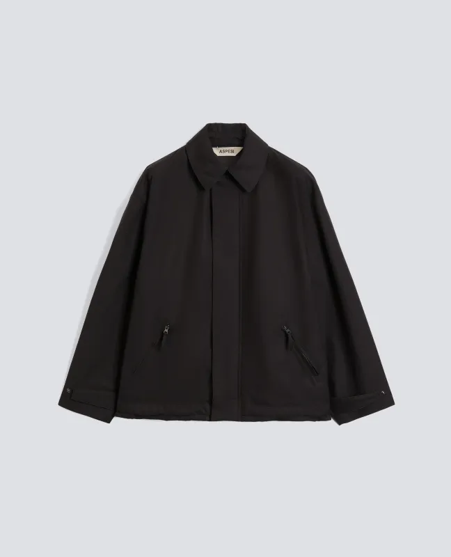 GIUBBOTTO IN COTONE DRY WAX - NERO sold by Aspesi