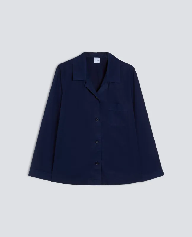 GIACCA CAMICIA TIPO PIGIAMA IN POPELINE COTONE TINTO CAPO - BLU sold by Aspesi