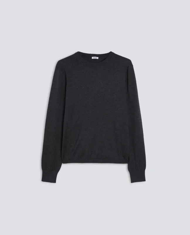 MAGLIA GIROCOLLO IN MISTO COTONE - ANTRACITE sold by Aspesi