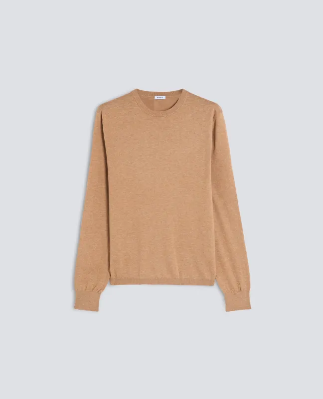 MAGLIA GIROCOLLO IN MISTO COTONE - BEIGE sold by Aspesi