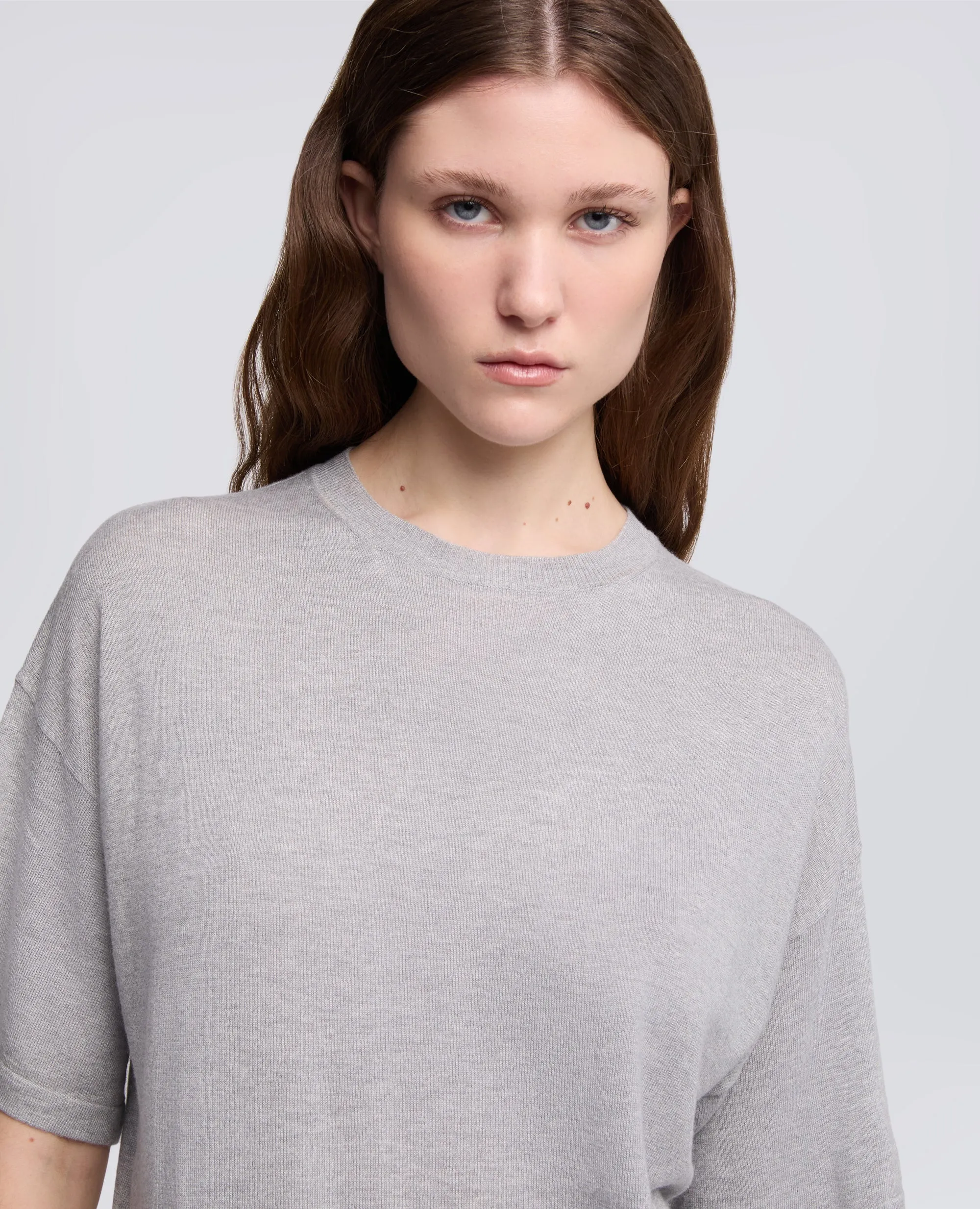 T-SHIRT DI MAGLIA IN MISTO SETA, COTONE E CASHMERE - GRIGIO sold by Aspesi product image thumbnail 4
