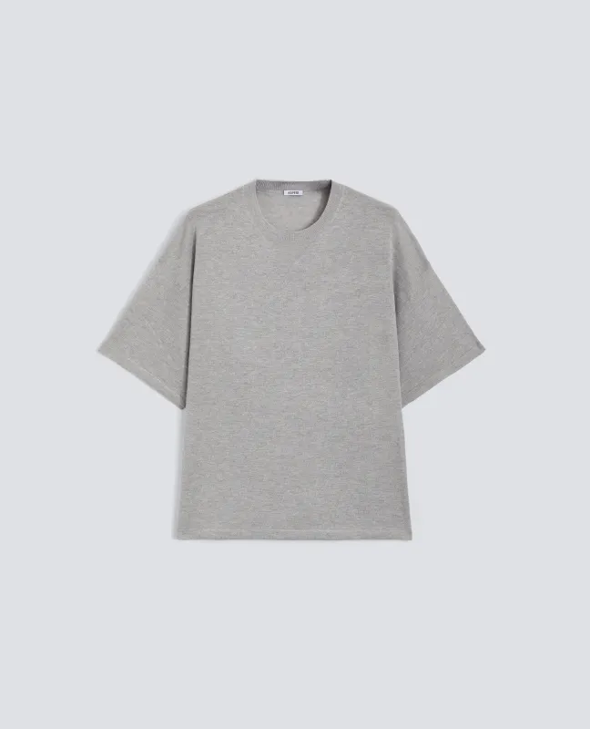 T-SHIRT DI MAGLIA IN MISTO SETA, COTONE E CASHMERE - GRIGIO made by Aspesi