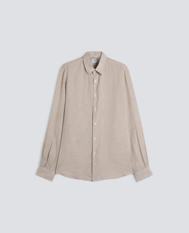 CAMICIA COMMA IN LINO DELAVE - BEIGE sold by Aspesi