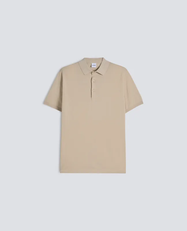 POLO IN COTONE CON BOTTONI IN MADREPERLA - SABBIA sold by Aspesi