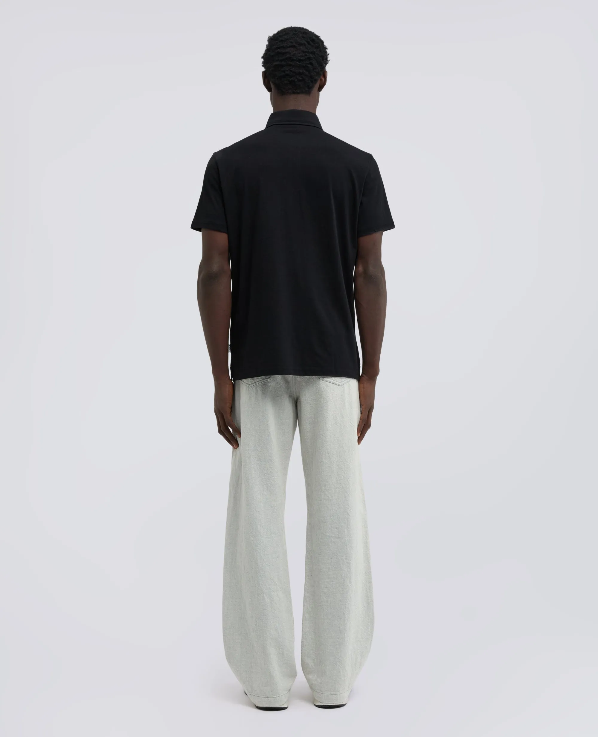 POLO IN JERSEY DI COTONE - NERO sold by Aspesi product image thumbnail 3