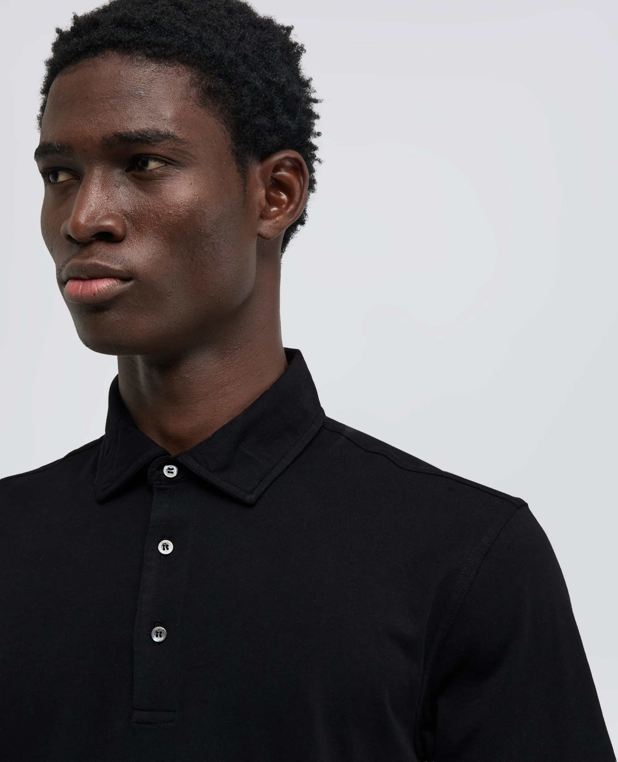 POLO IN JERSEY DI COTONE - NERO sold by Aspesi product image thumbnail 4