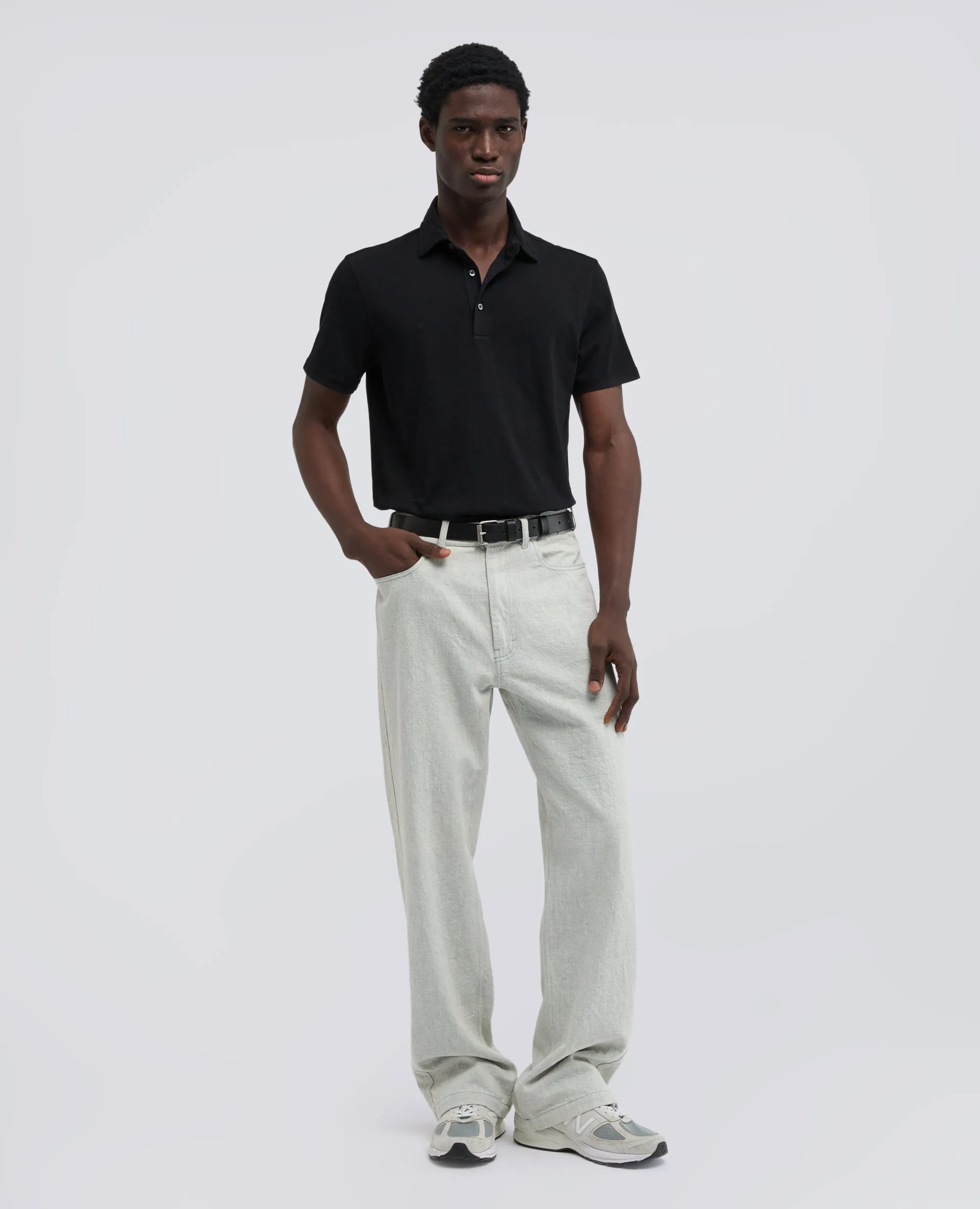 POLO IN JERSEY DI COTONE - NERO sold by Aspesi product image thumbnail 2