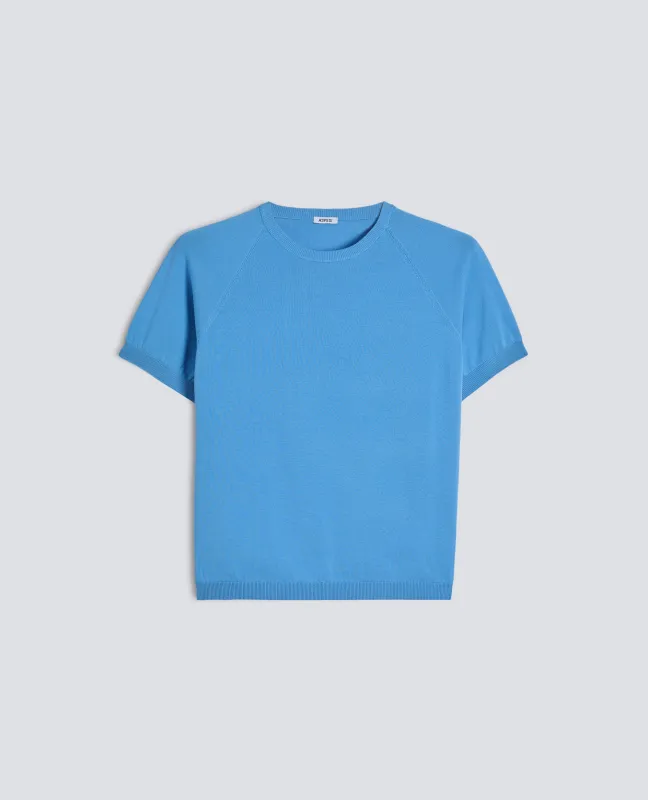 T-SHIRT GIROCOLLO IN FILATO DI PURO COTONE - AZZURRO made by Aspesi