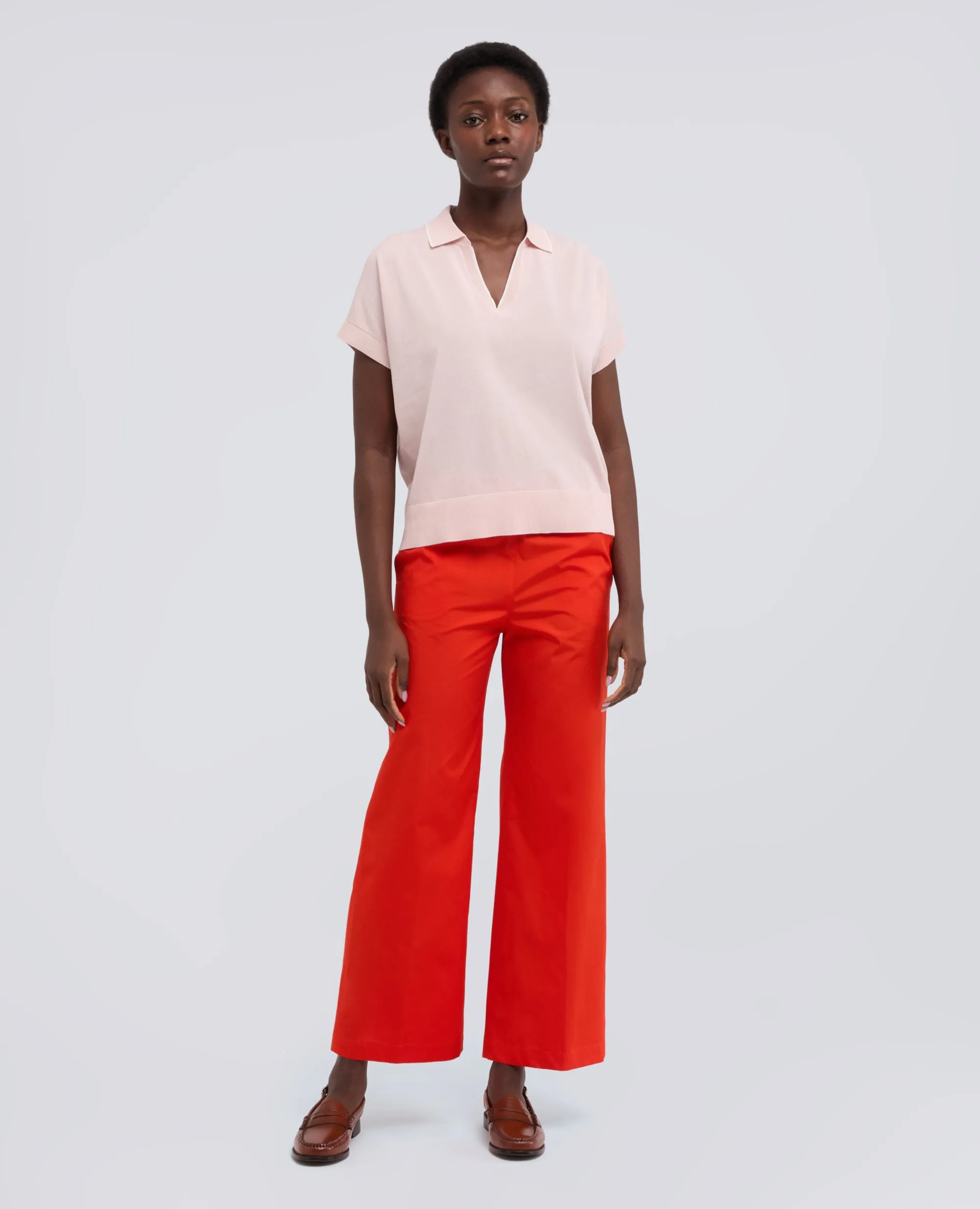 MAGLIA SCOLLO A V CON COLLETTO IN FILATO DI PURO COTONE - ROSA sold by Aspesi product image thumbnail 2