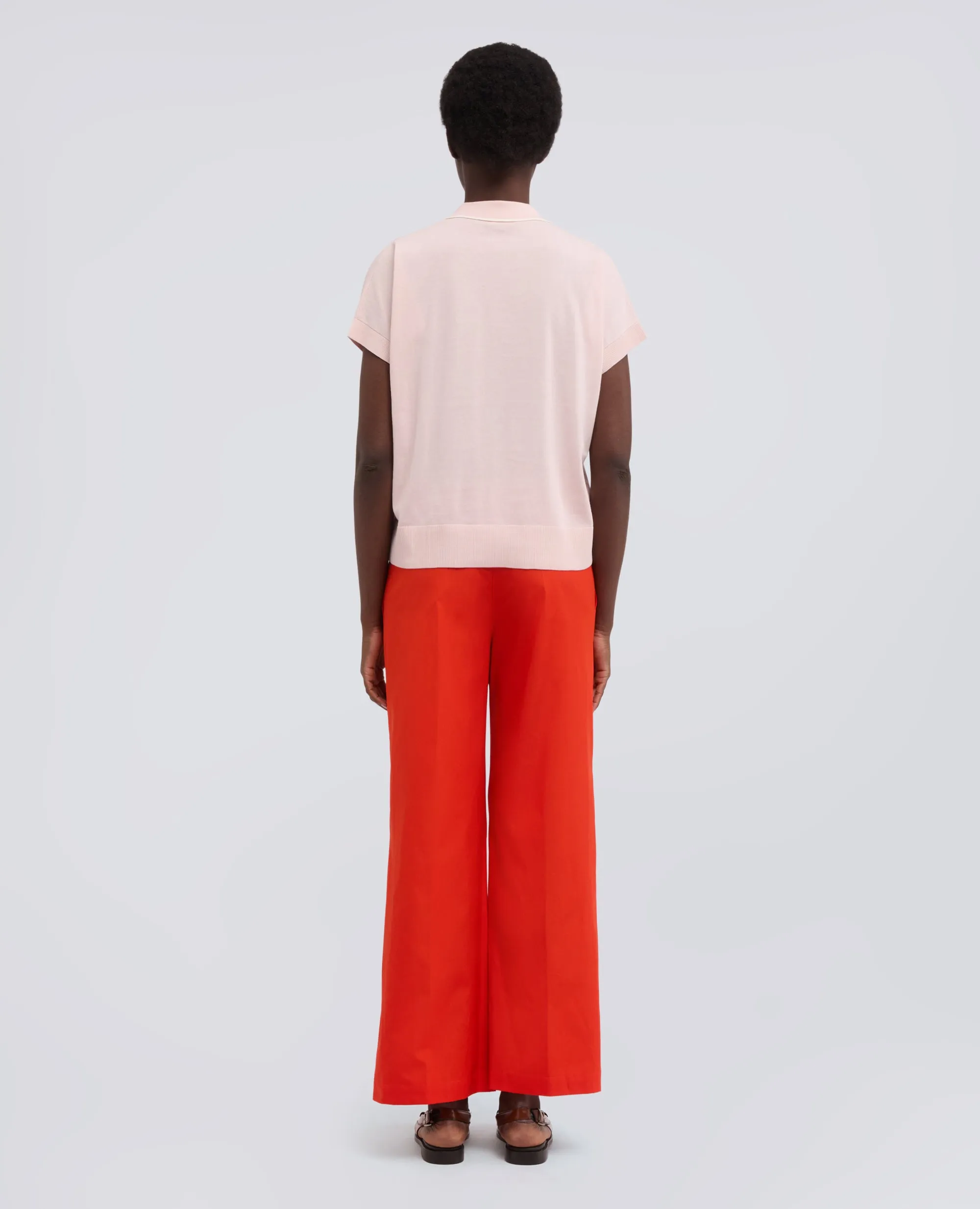 MAGLIA SCOLLO A V CON COLLETTO IN FILATO DI PURO COTONE - ROSA sold by Aspesi product image thumbnail 3