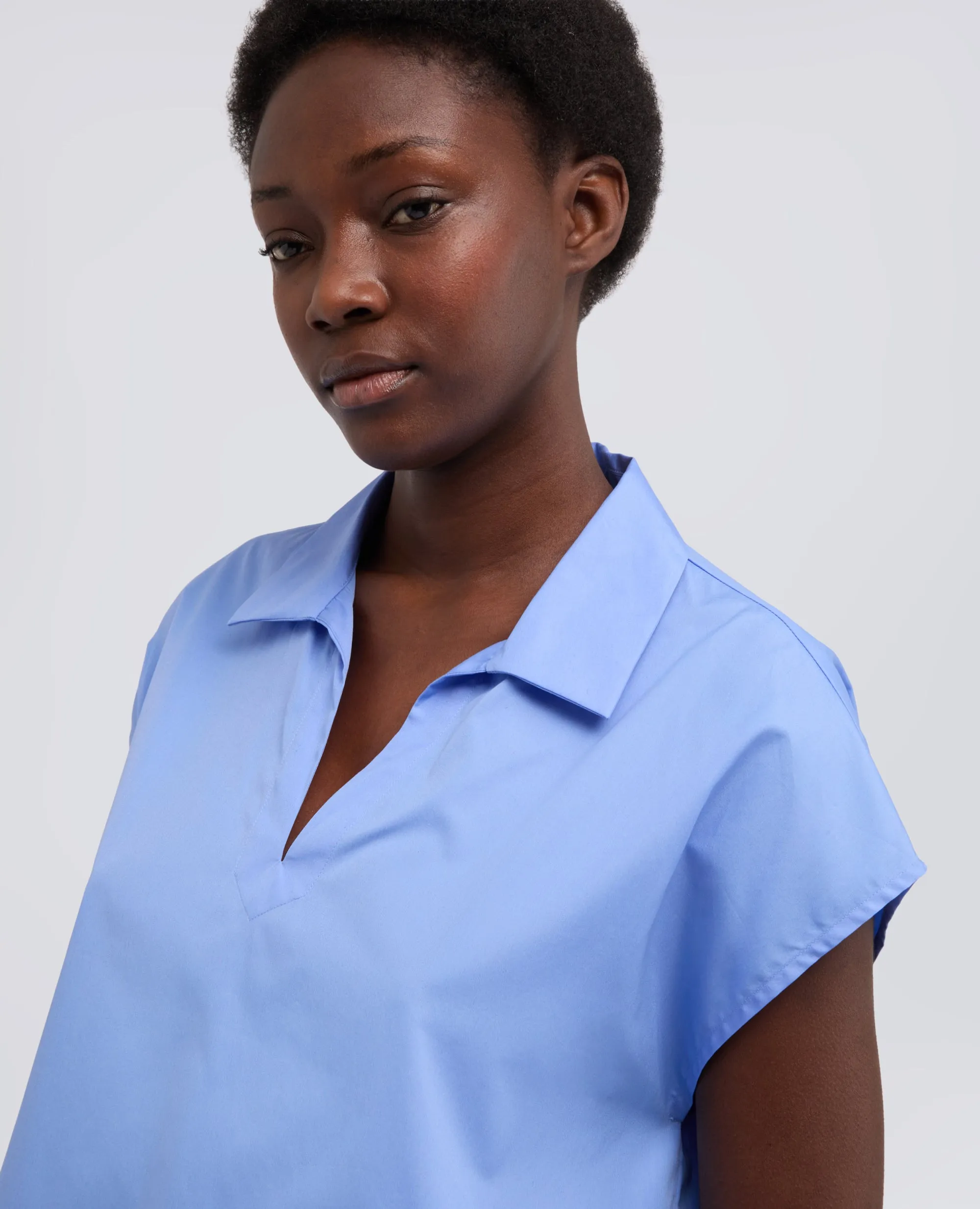 TOP IN POPELINE DI COTONE - AZZURRO sold by Aspesi product image thumbnail 4