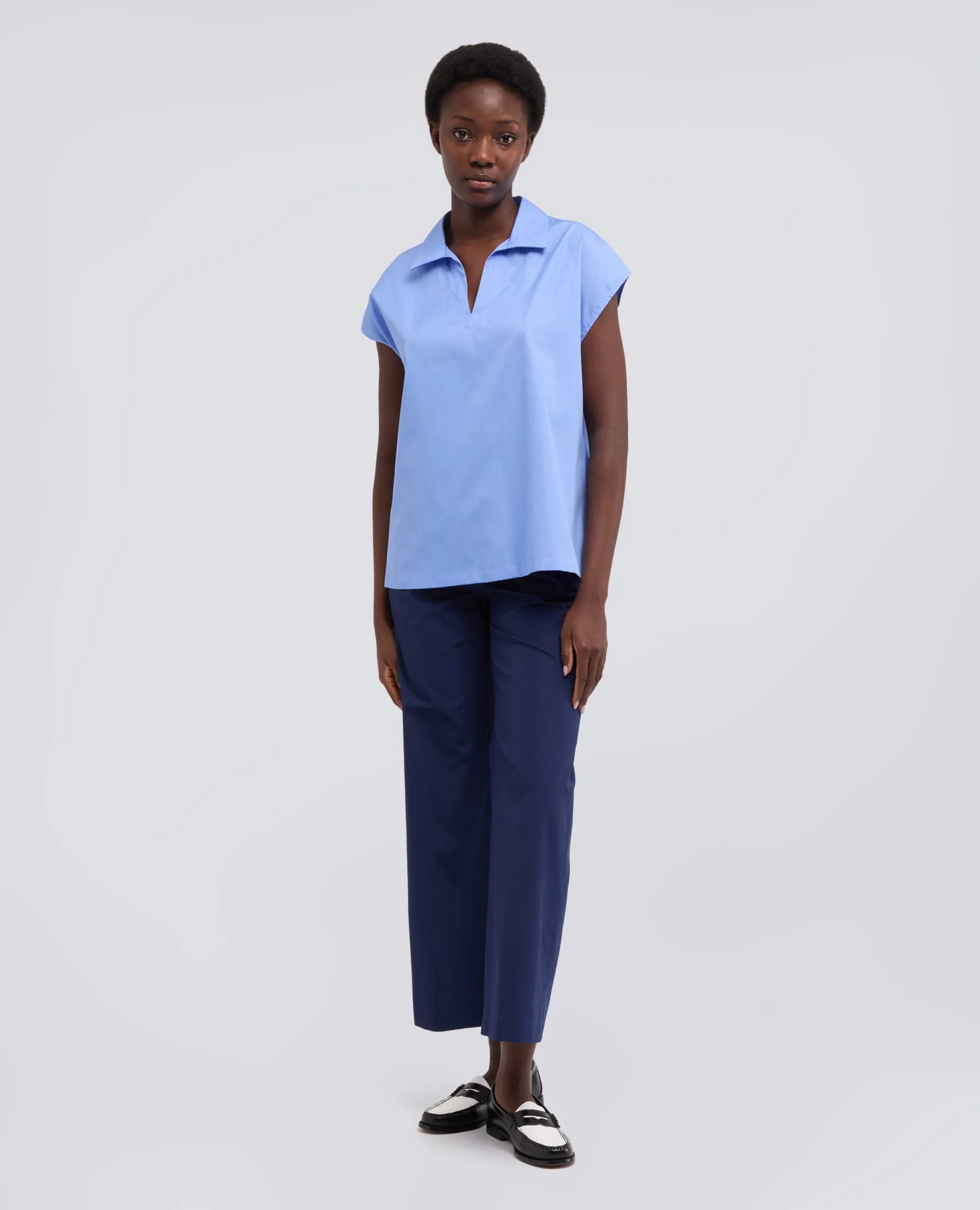 TOP IN POPELINE DI COTONE - AZZURRO sold by Aspesi product image thumbnail 2