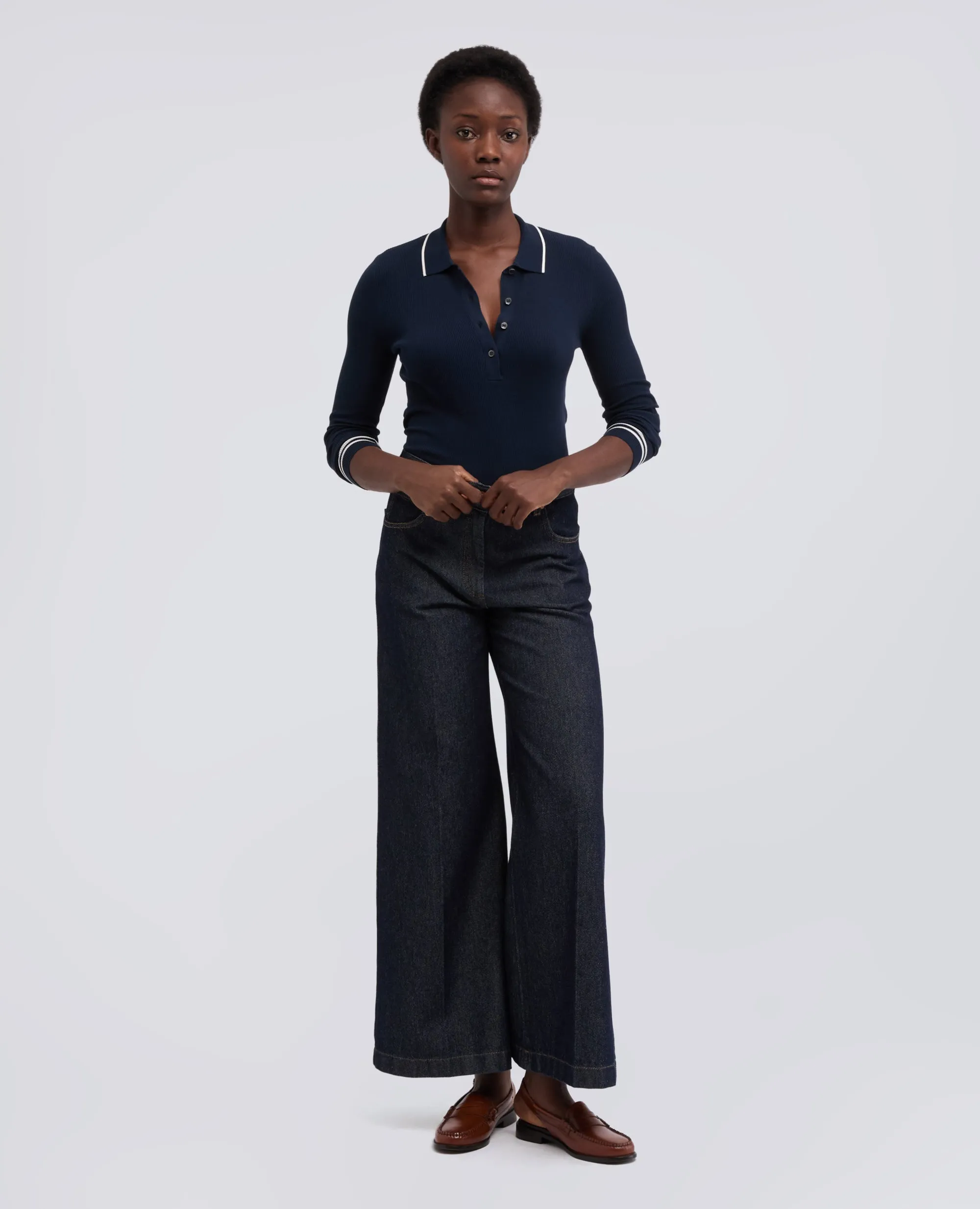 POLO A MANICHE LUNGHE REALIZZATA IN FILATO DI PURO COTONE - NAVY sold by Aspesi product image thumbnail 2