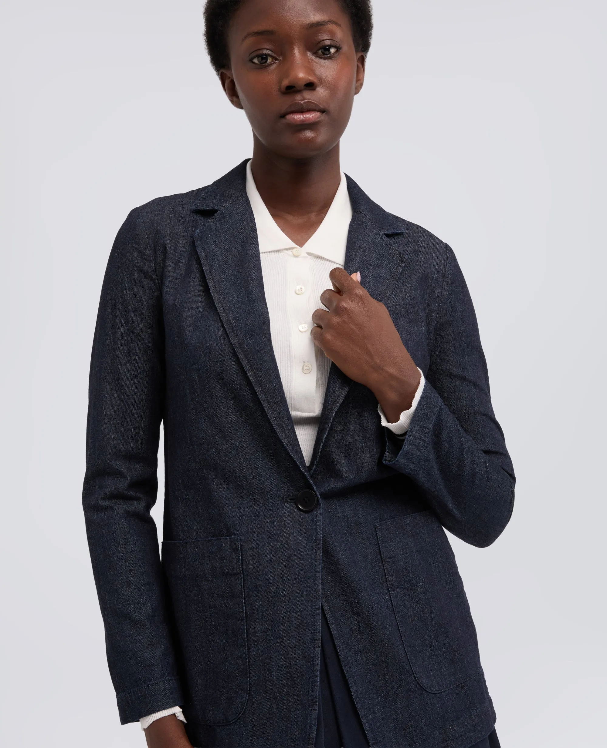 GIACCA MONOPETTO DECOSTRUITA IN DENIM LEGGERO - DENIM SCURO sold by Aspesi product image thumbnail 4