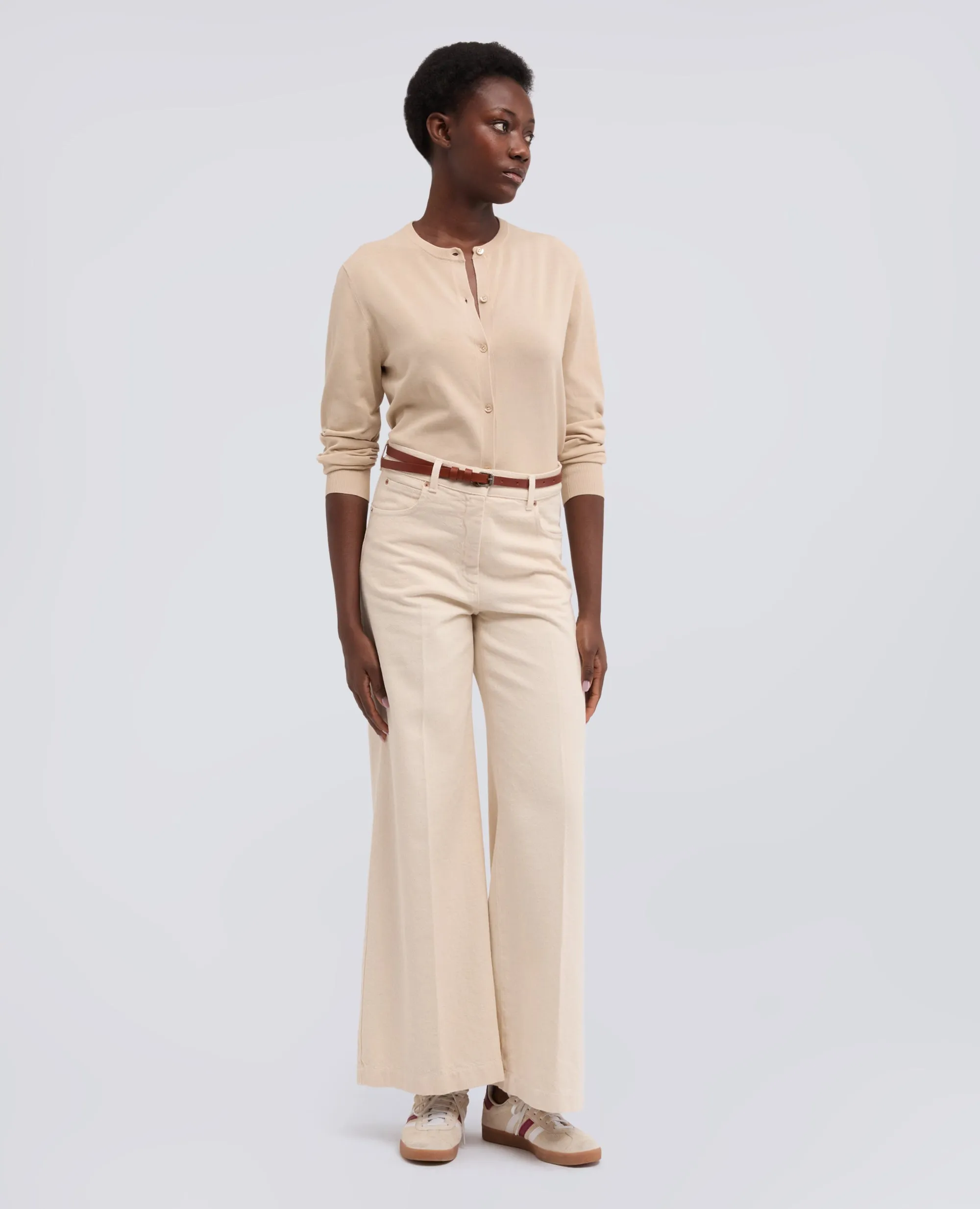 CARDIGAN GIROCOLLO IN COTONE - SABBIA sold by Aspesi product image thumbnail 2