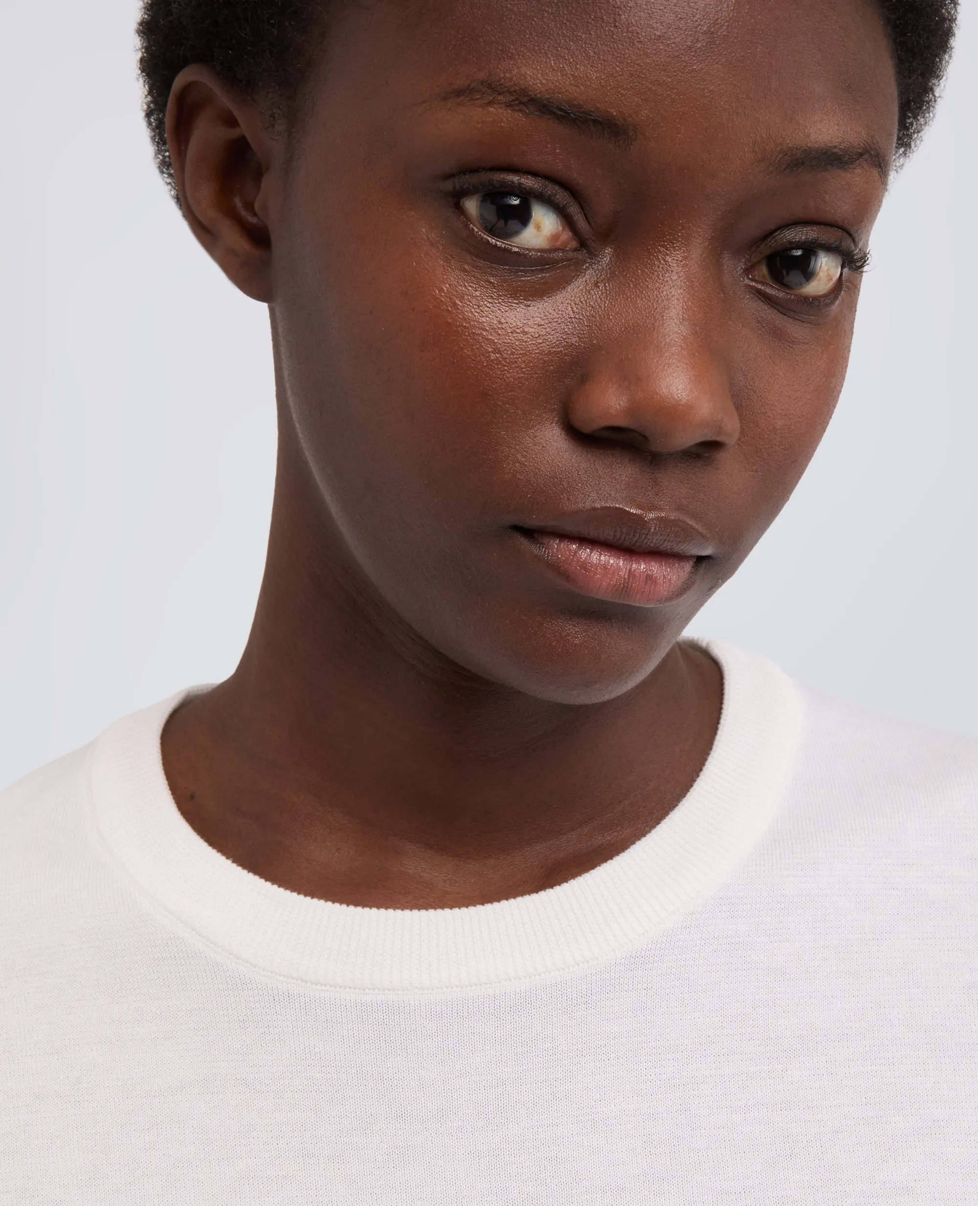 T-SHIRT GIROCOLLO IN MISTO COTONE, SETA E LINO - BIANCO sold by Aspesi product image thumbnail 4