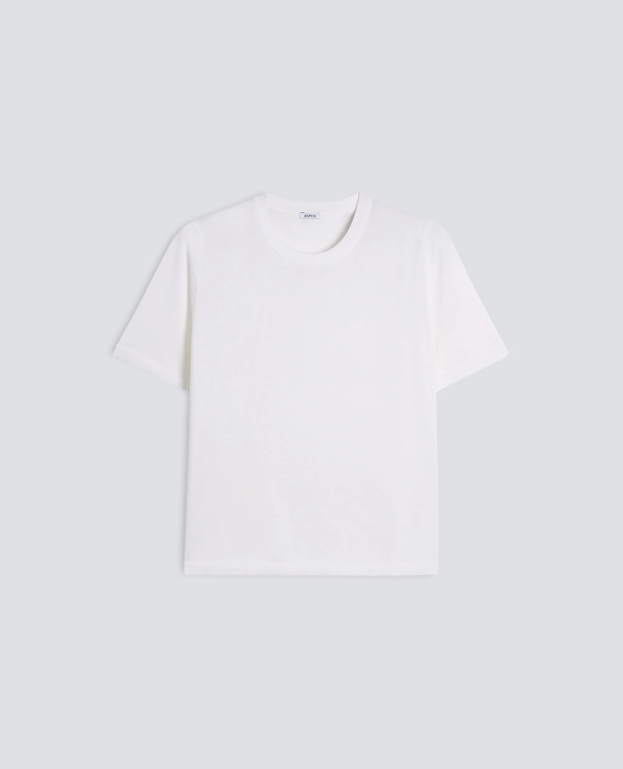 T-SHIRT GIROCOLLO IN MISTO COTONE, SETA E LINO - BIANCO sold by Aspesi