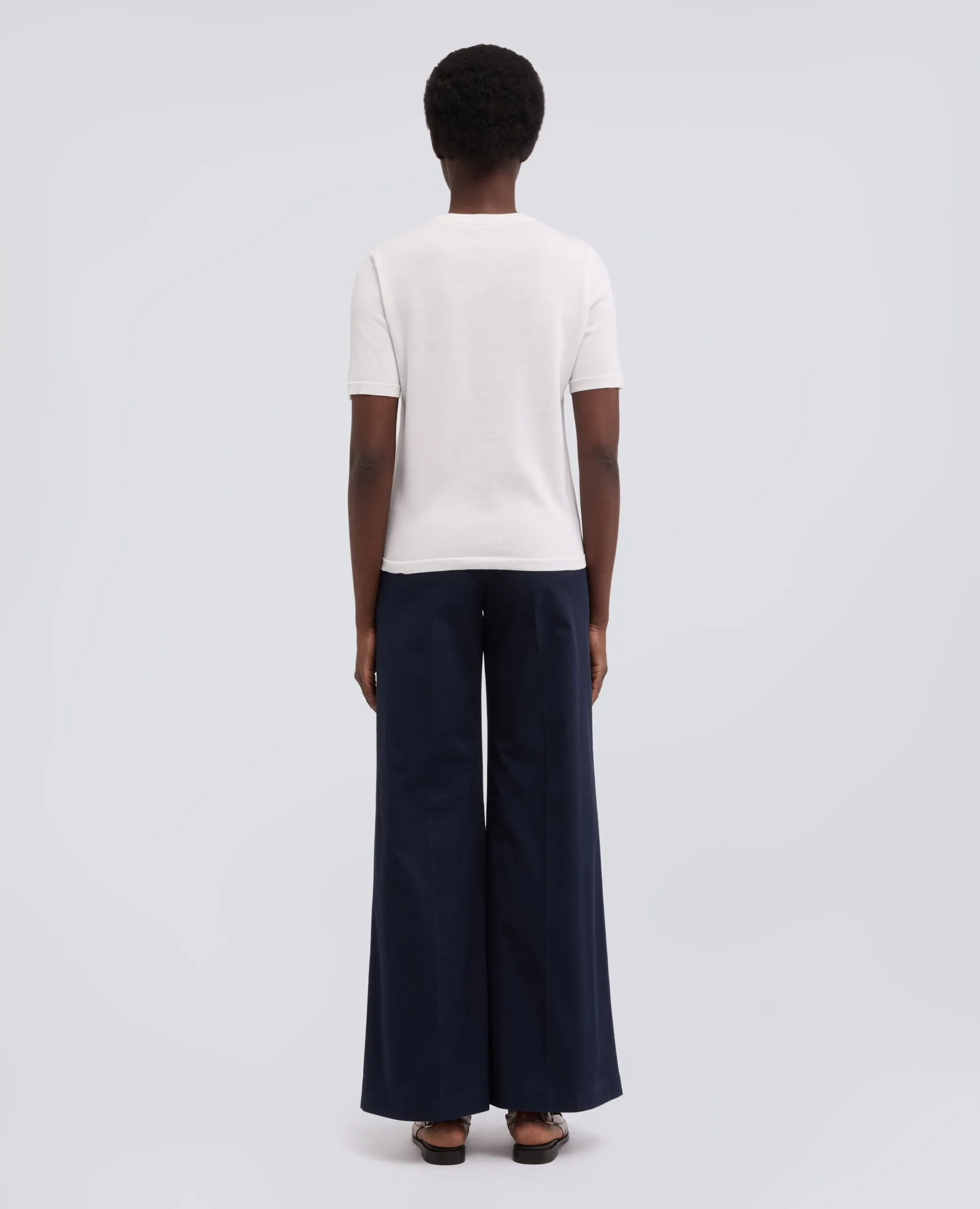 T-SHIRT GIROCOLLO IN MISTO COTONE, SETA E LINO - BIANCO sold by Aspesi product image thumbnail 3