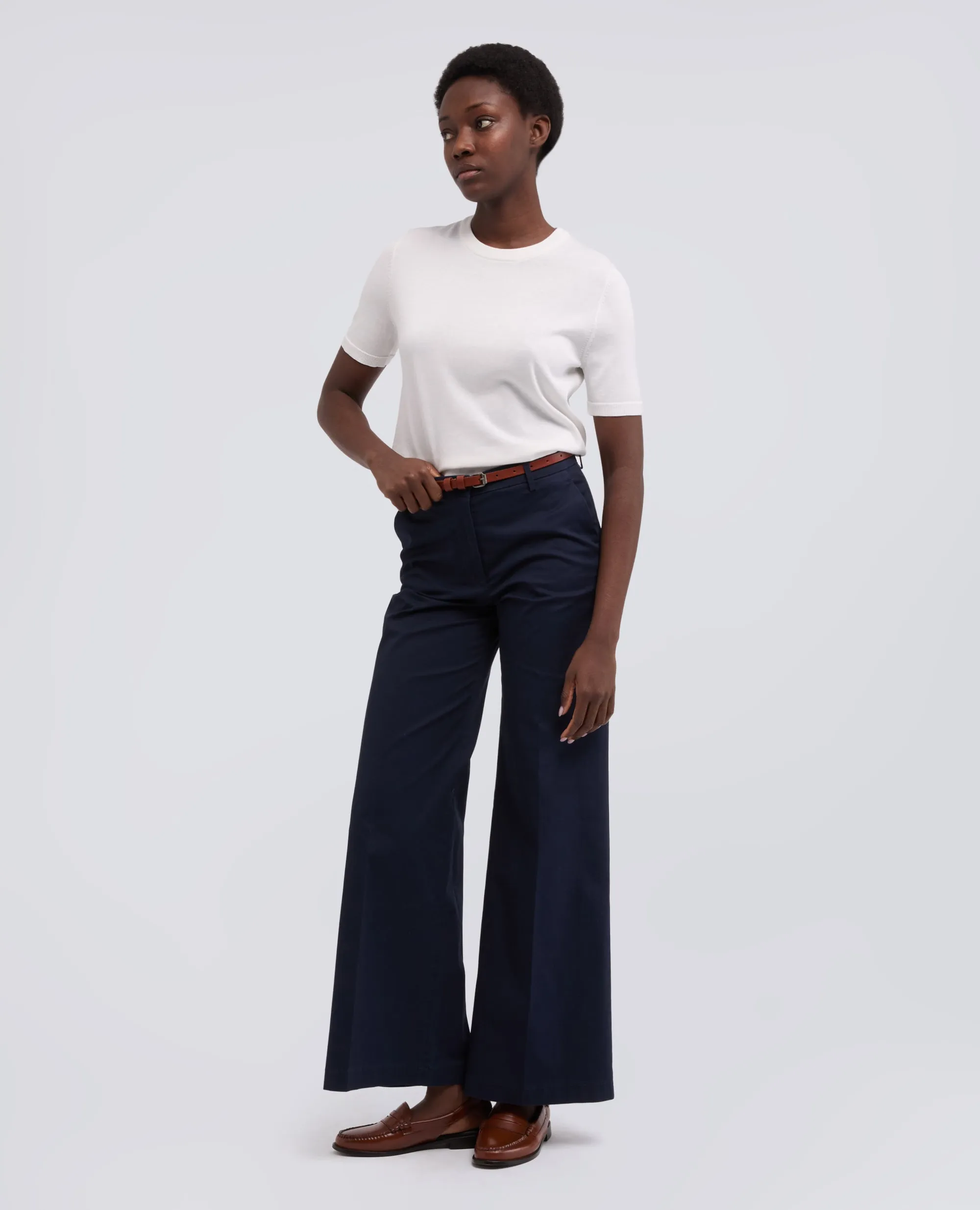 T-SHIRT GIROCOLLO IN MISTO COTONE, SETA E LINO - BIANCO sold by Aspesi product image thumbnail 2