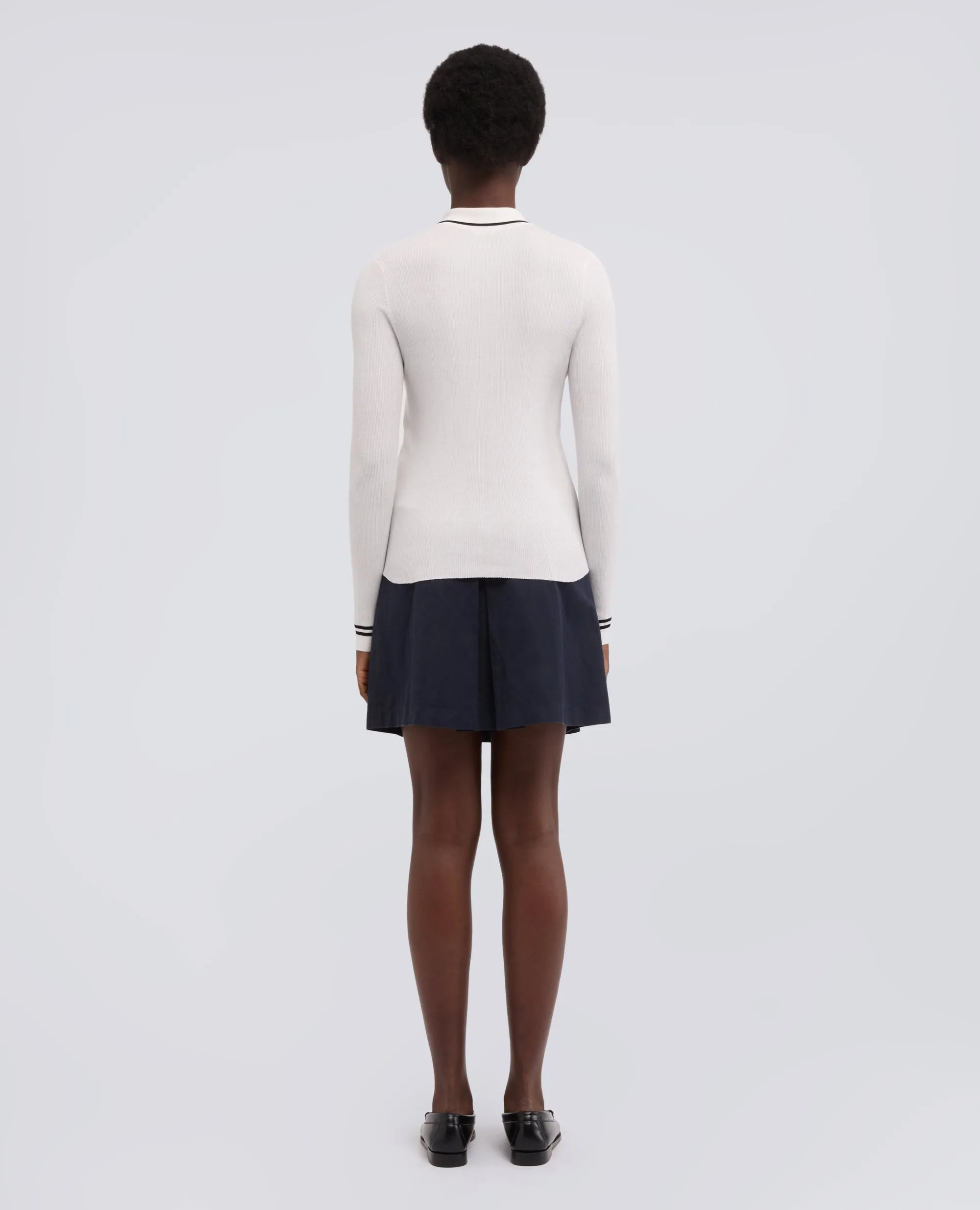 POLO A MANICHE LUNGHE REALIZZATA IN FILATO DI PURO COTONE - BIANCO sold by Aspesi product image thumbnail 3