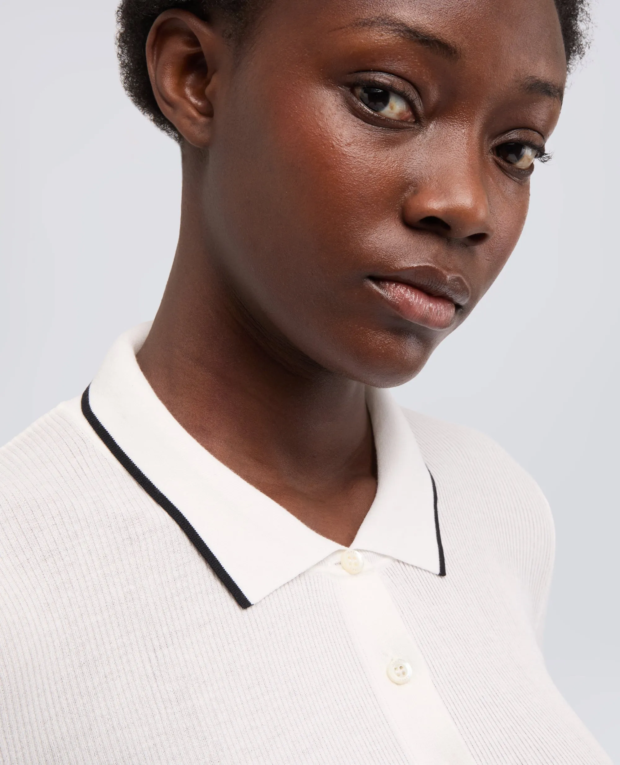 POLO A MANICHE LUNGHE REALIZZATA IN FILATO DI PURO COTONE - BIANCO sold by Aspesi product image thumbnail 4