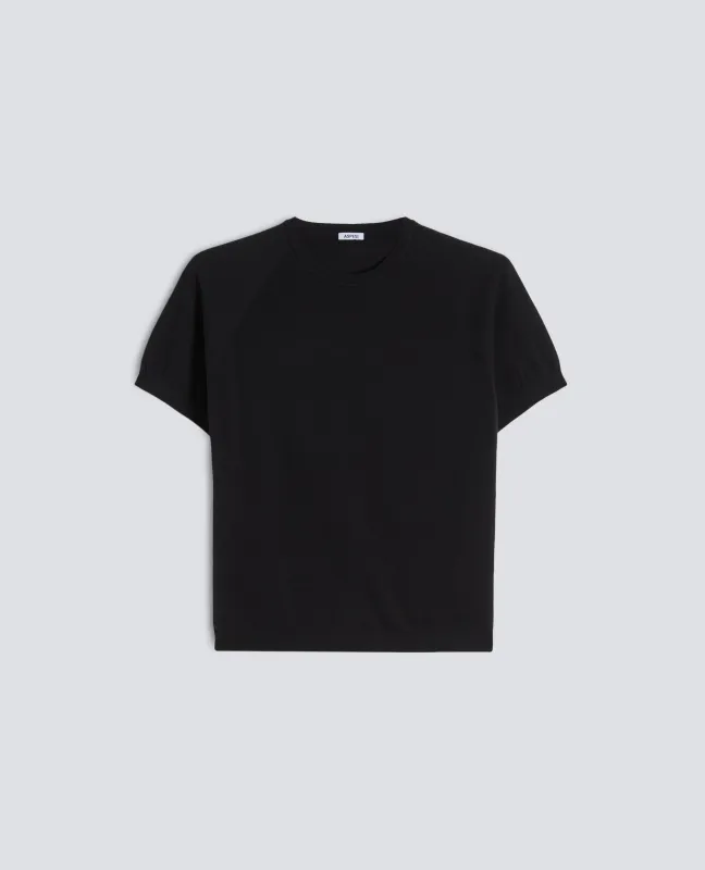 T-SHIRT GIROCOLLO IN FILATO DI PURO COTONE - NERO made by Aspesi