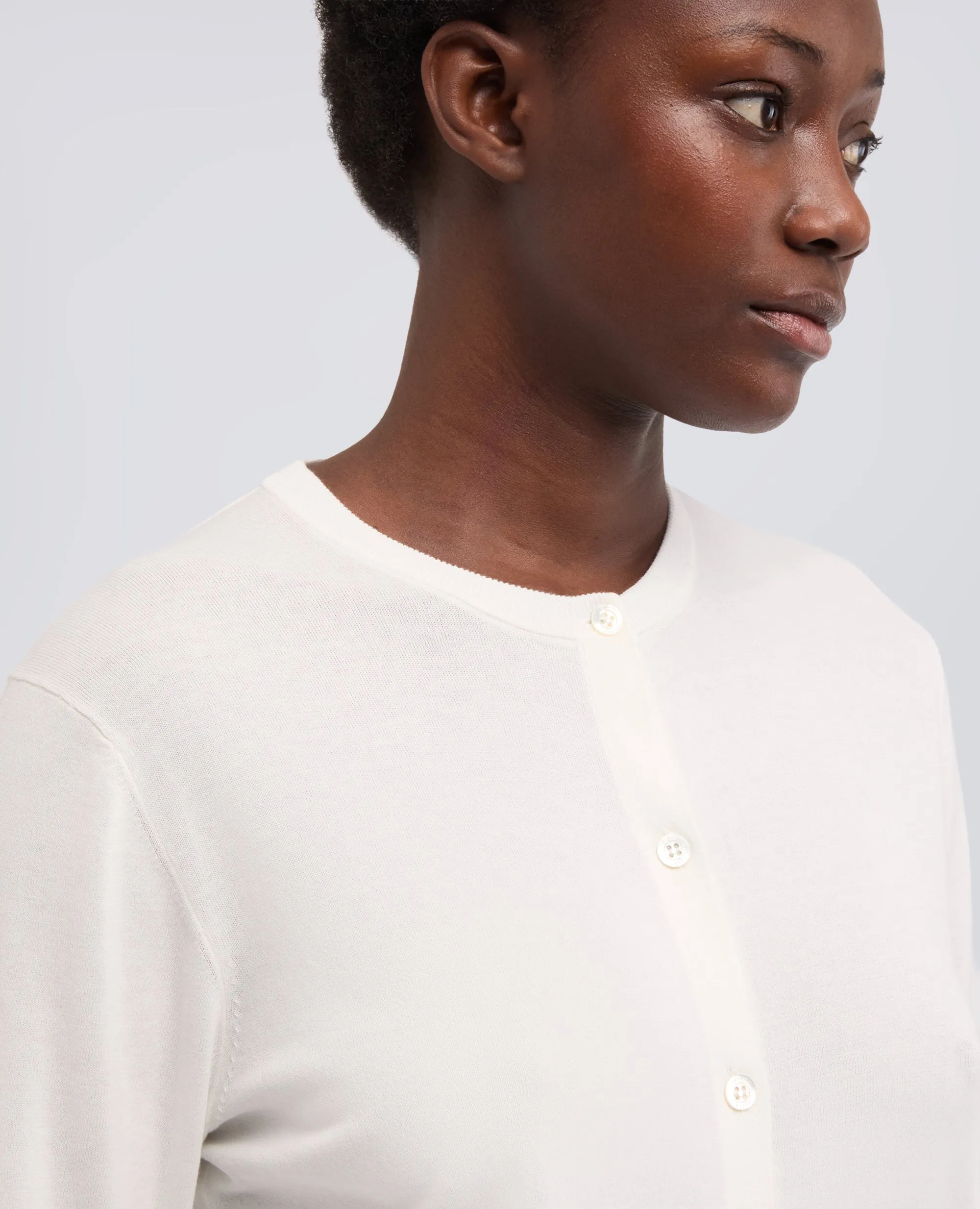 CARDIGAN GIROCOLLO IN COTONE - BIANCO sold by Aspesi product image thumbnail 4