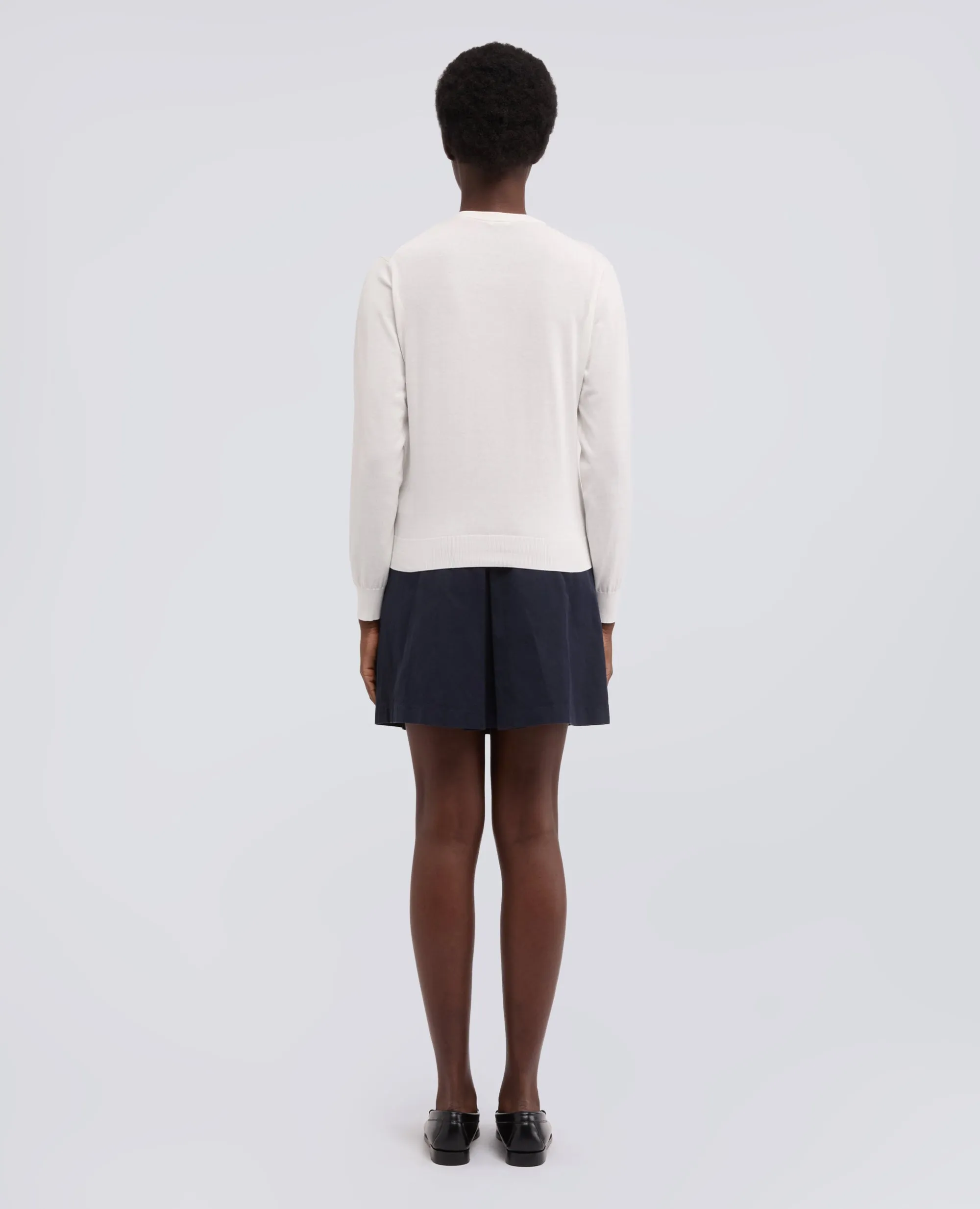 CARDIGAN GIROCOLLO IN COTONE - BIANCO sold by Aspesi product image thumbnail 3