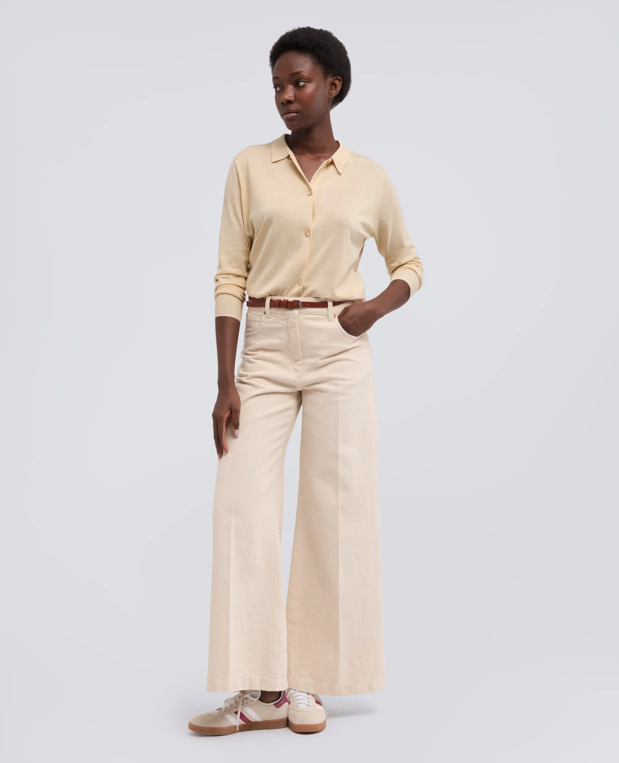 CARDIGAN CON COLLETTO IN MISTO COTONE-SETA-LINO - NATURALE sold by Aspesi product image thumbnail 2