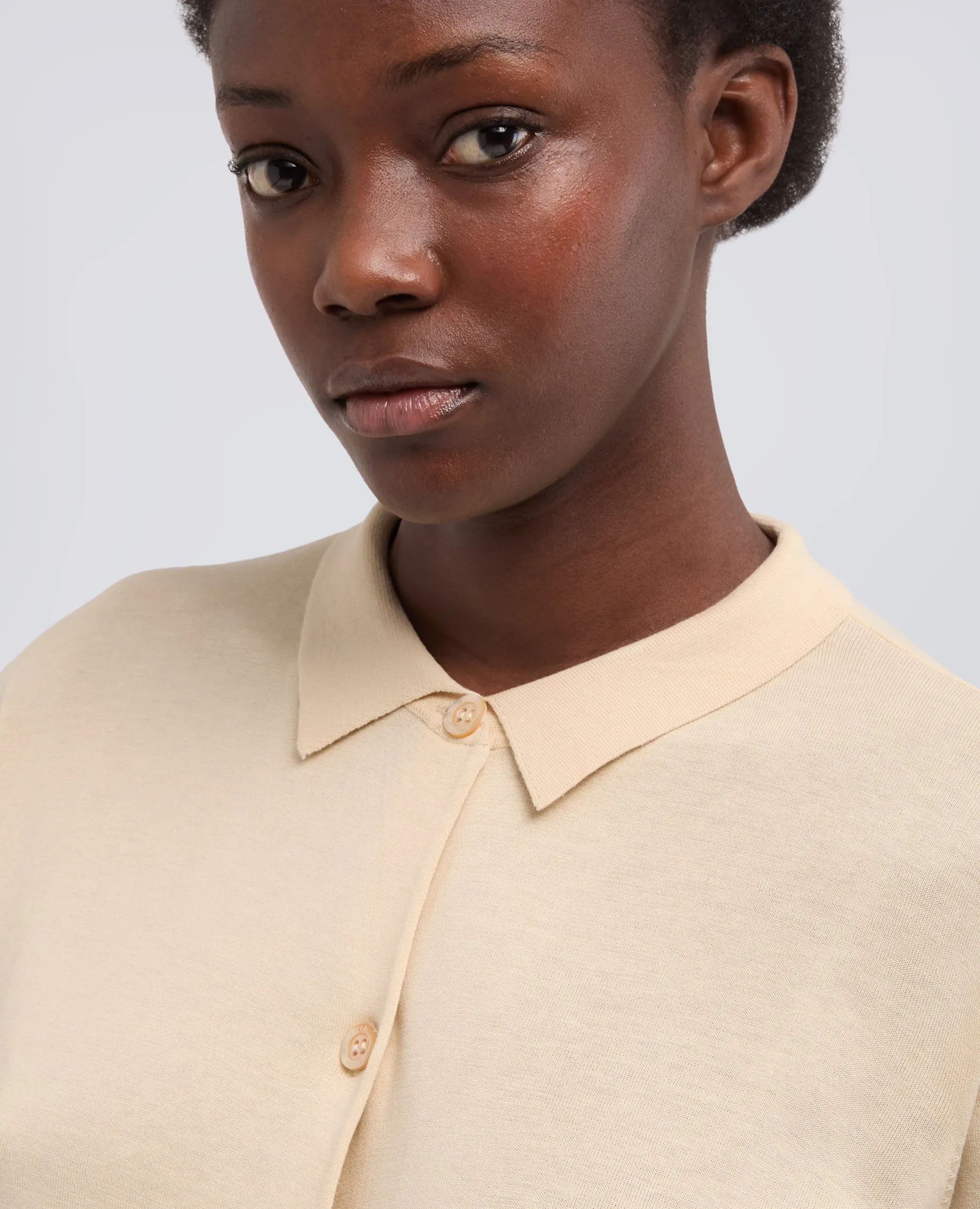 CARDIGAN CON COLLETTO IN MISTO COTONE-SETA-LINO - NATURALE sold by Aspesi product image thumbnail 4