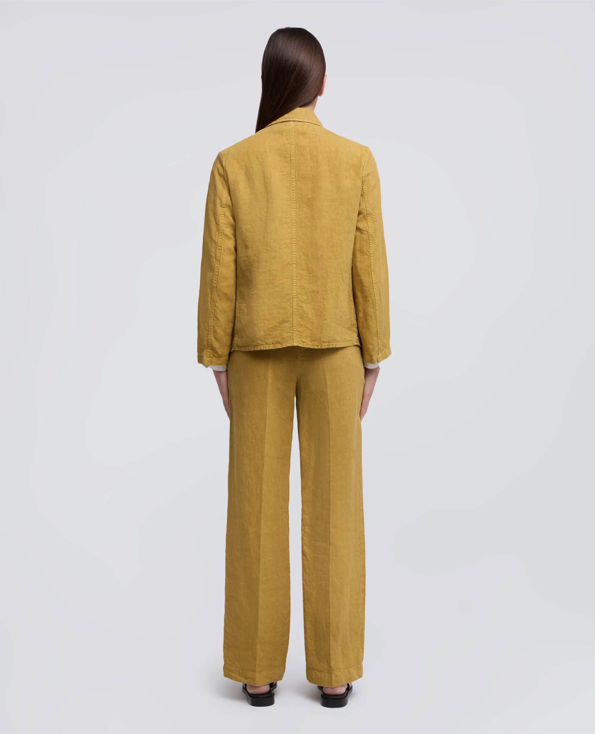 GIACCA MONOPETTO IN LINO FIAMMATO TINTO CAPO - SENAPE sold by Aspesi product image thumbnail 3