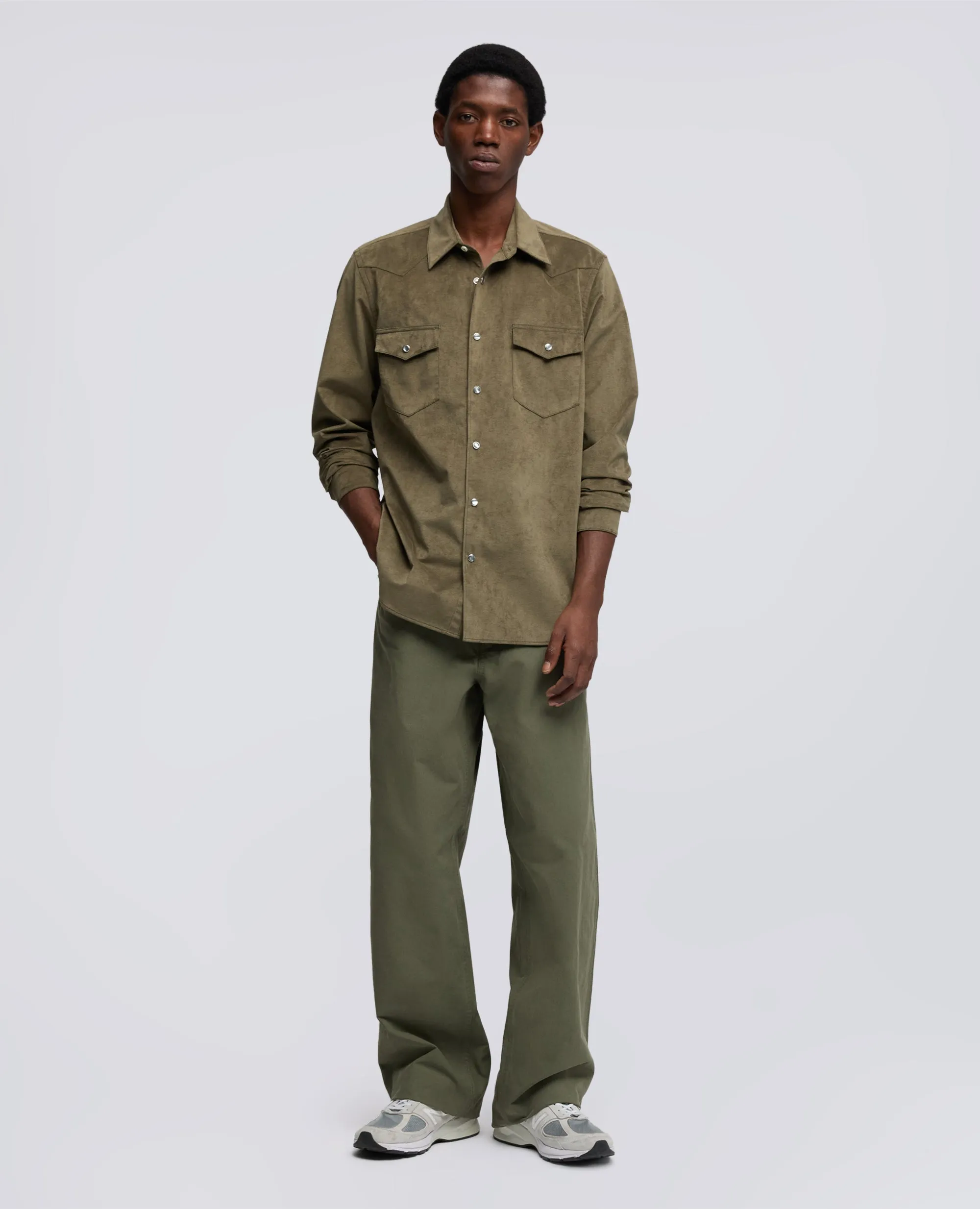 PANTALONE IN CANVAS DI COTONE TINTO PEZZA - OLIVA sold by Aspesi product image thumbnail 2